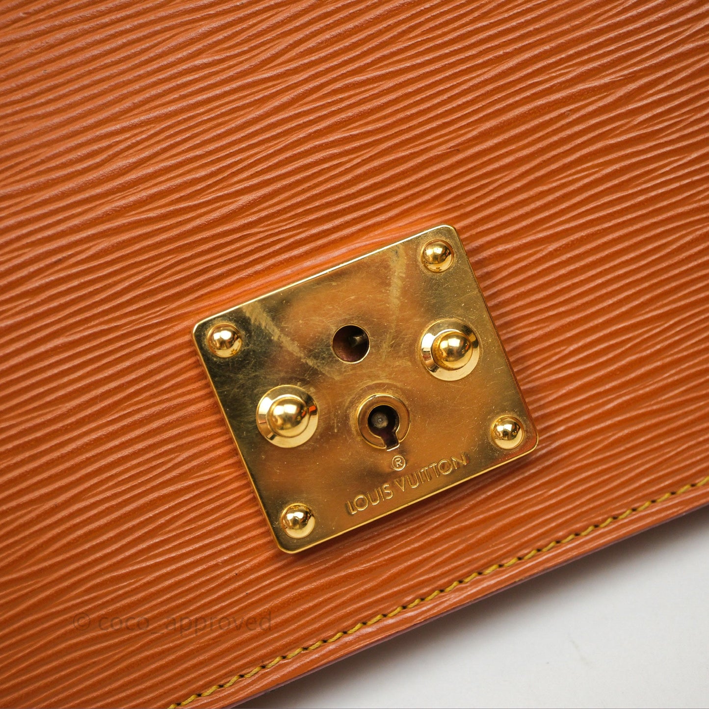 Louis Vuitton Epi Dragonne Clutch Brown Gold Hardware