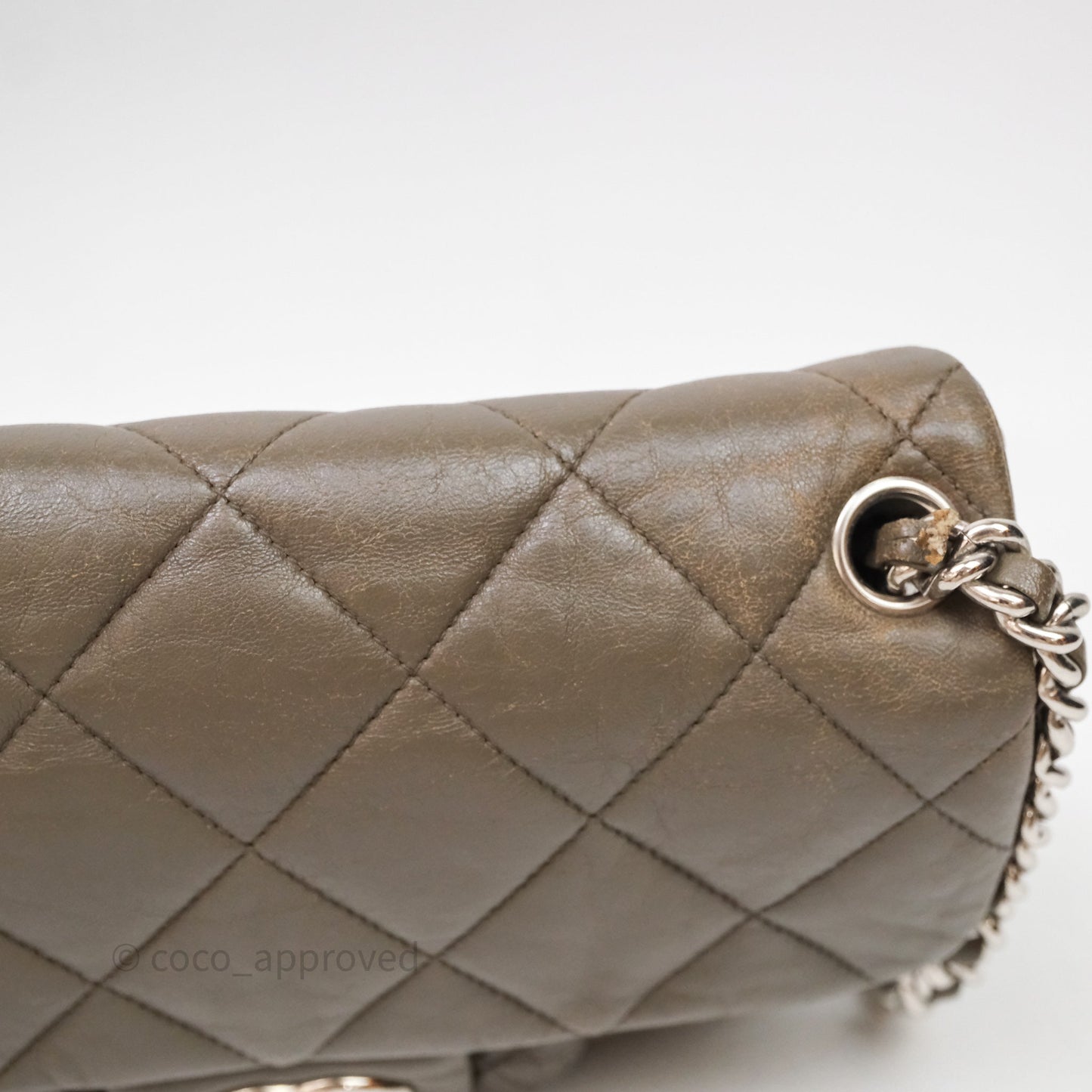 Chanel Medium Chain Around Flap Bag Taupe Brown Calfskin Silver Hardware