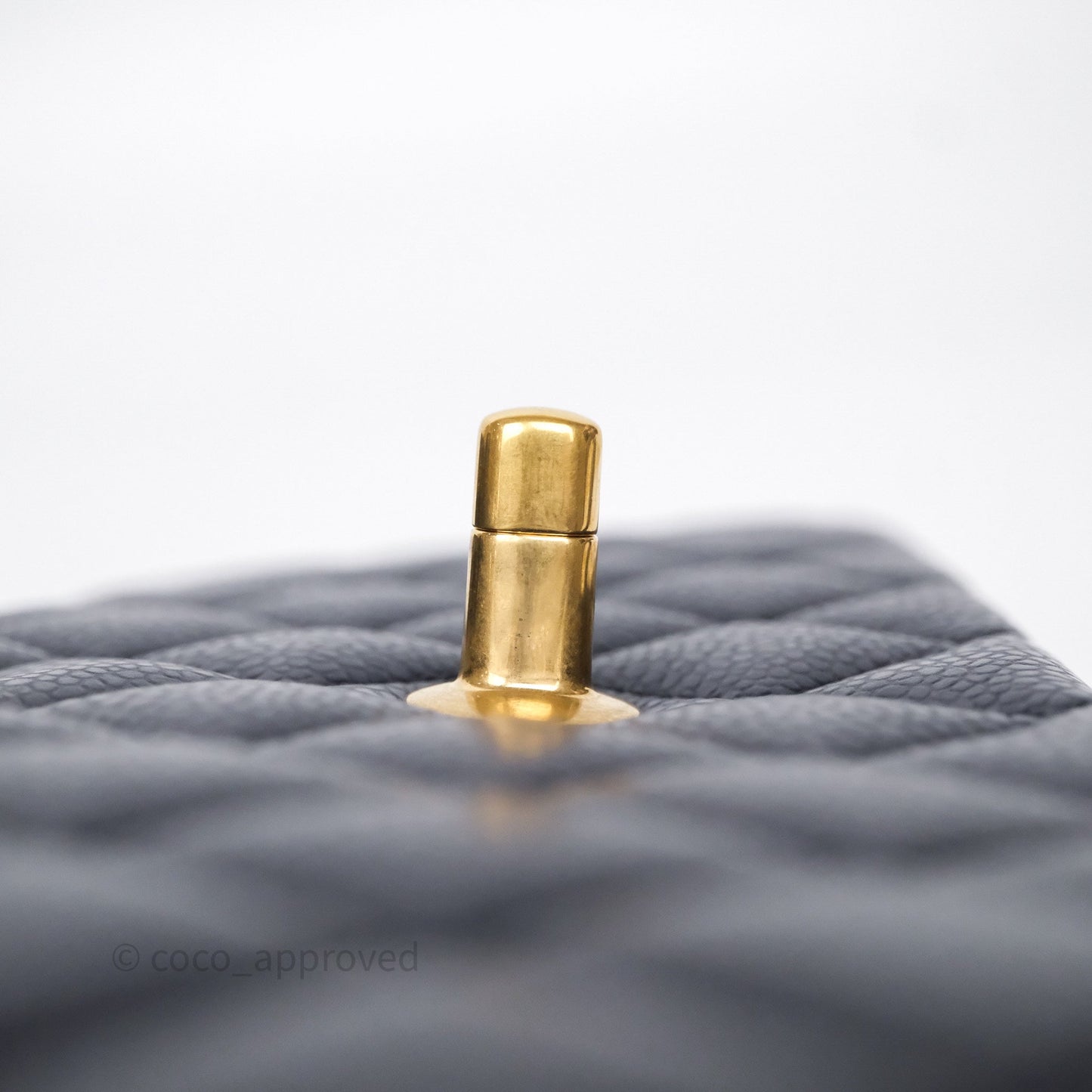 Chanel Classic M/L Medium Flap Quilted Navy Caviar Aged Gold Hardware