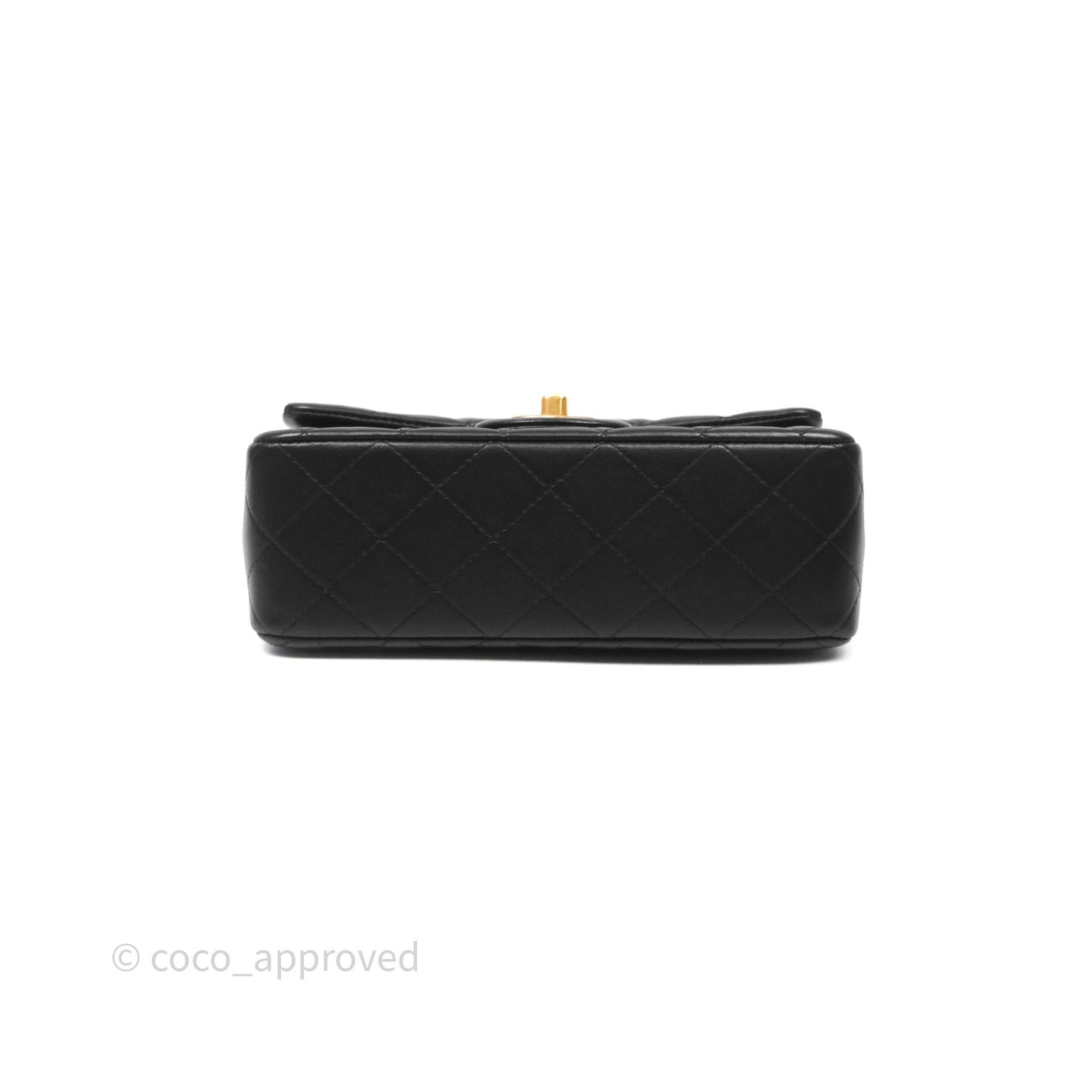 Chanel Top Handle Mini Rectangular Flap Black Lambskin Aged Gold Hardware