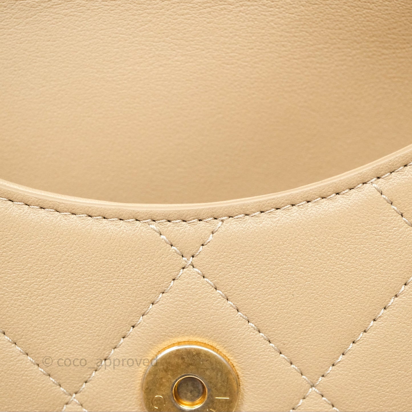 Chanel Small Hobo Bag Beige Calfskin Aged Gold Hardware