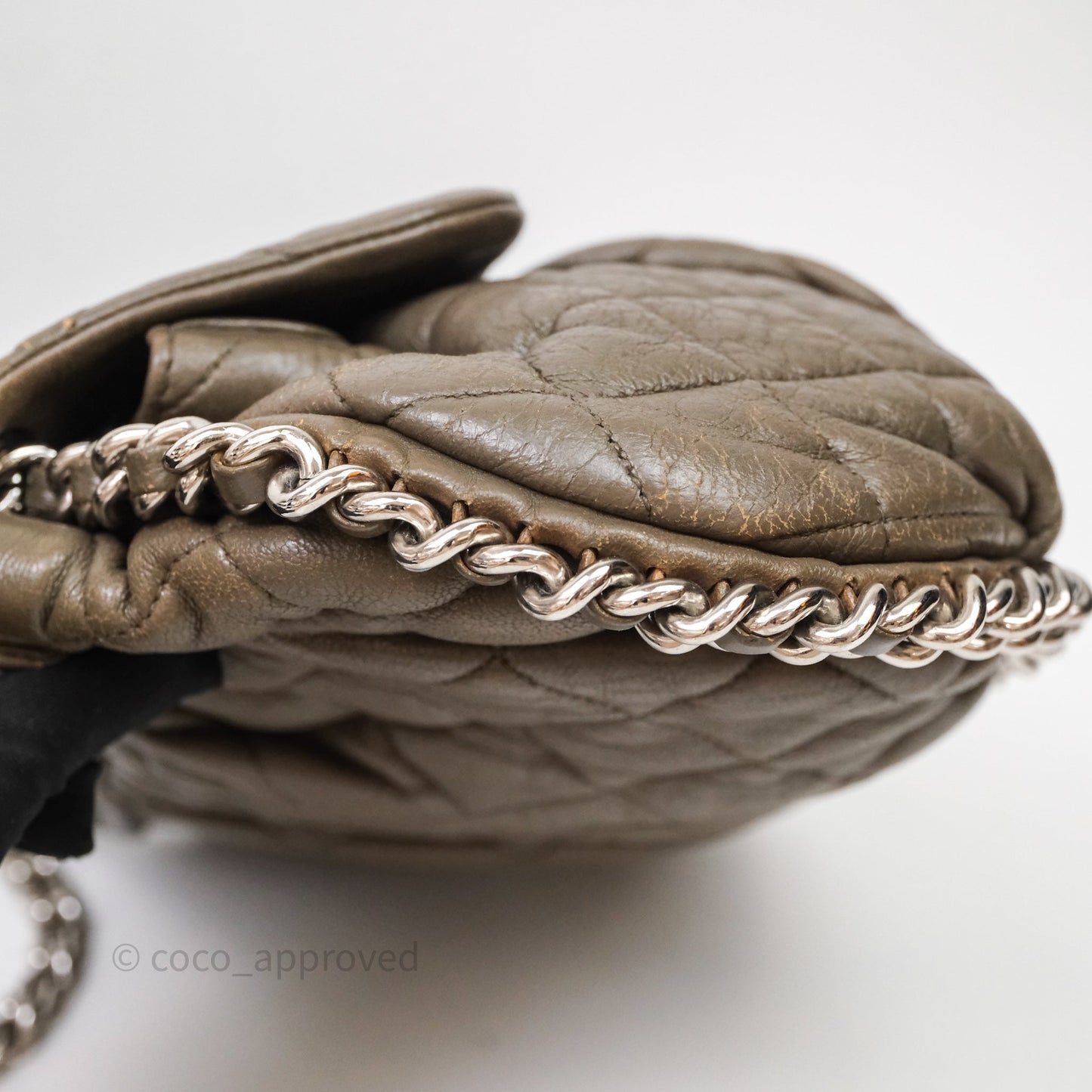 Chanel Medium Chain Around Flap Bag Taupe Brown Calfskin Silver Hardware