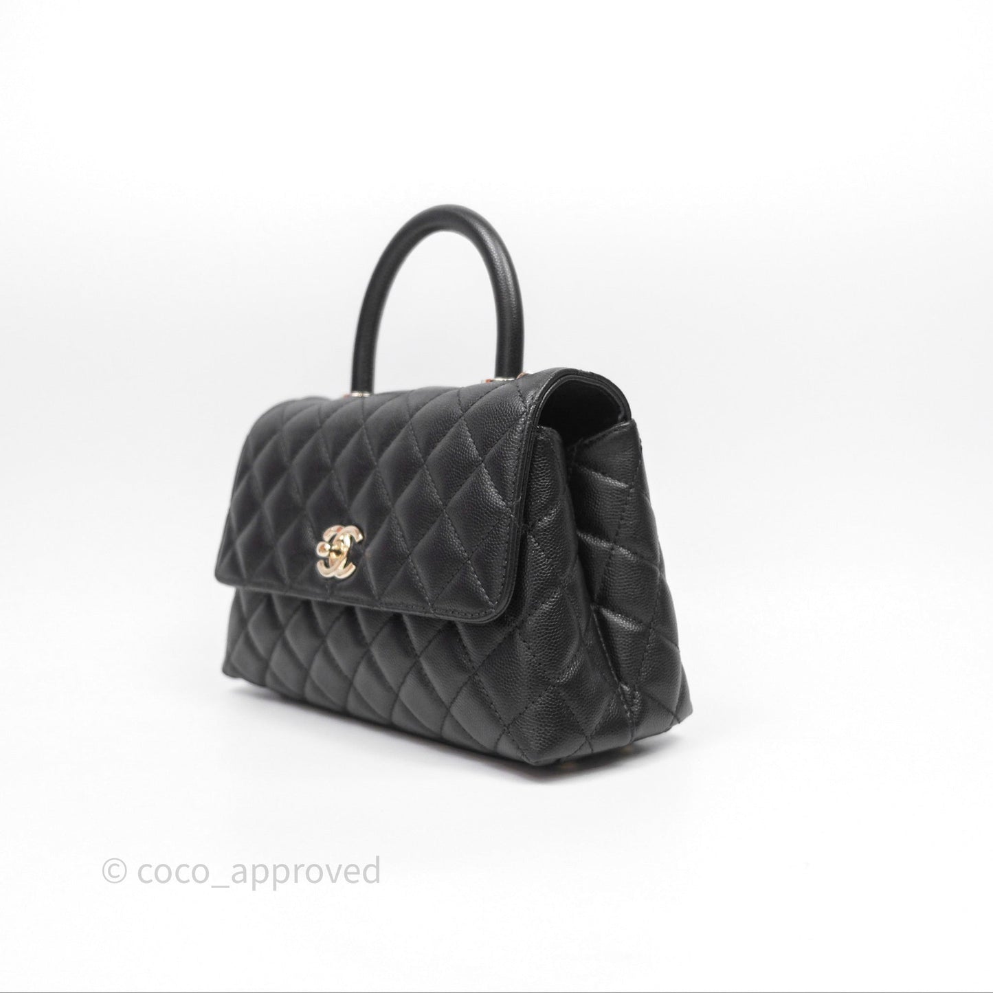 Chanel Small Coco Handle Quilted Black Caviar Gold Hardware