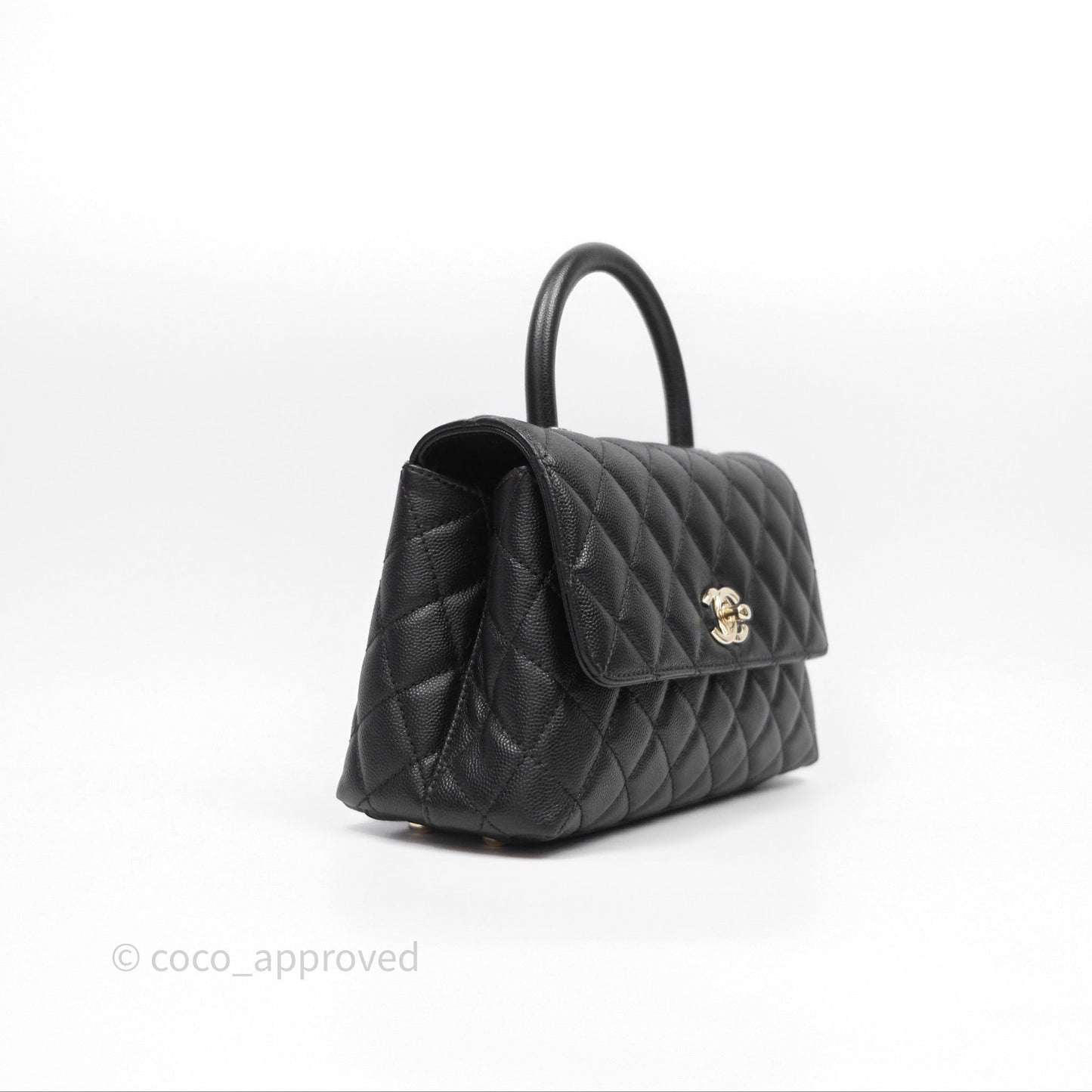 Chanel Small Coco Handle Quilted Black Caviar Gold Hardware