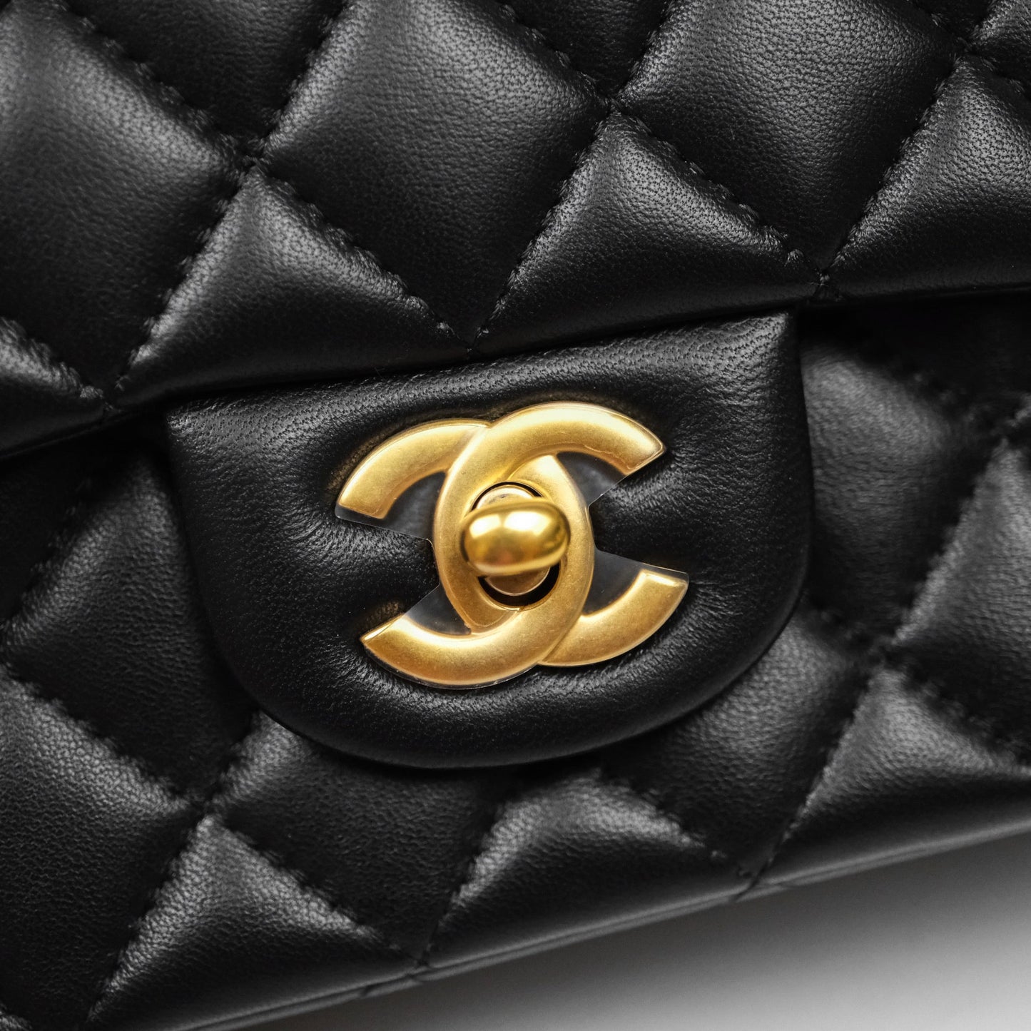 Chanel Top Handle Mini Rectangular Flap Black Lambskin Aged Gold Hardware