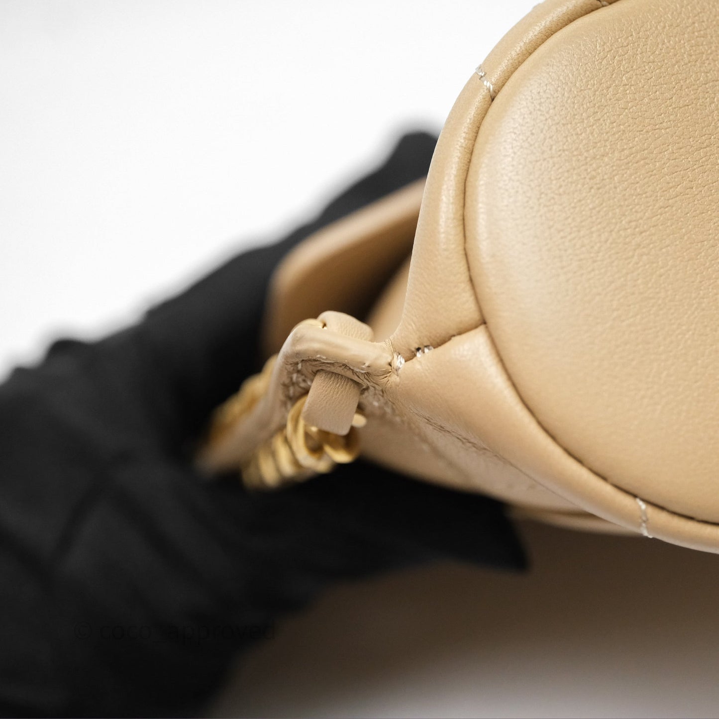 Chanel Small Hobo Bag Beige Calfskin Aged Gold Hardware