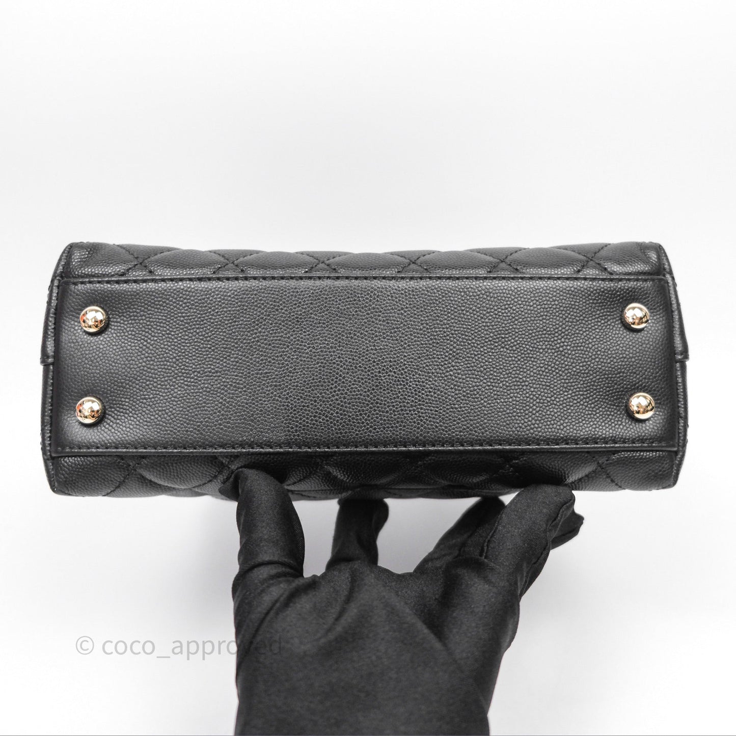 Chanel Small Coco Handle Quilted Black Caviar Gold Hardware