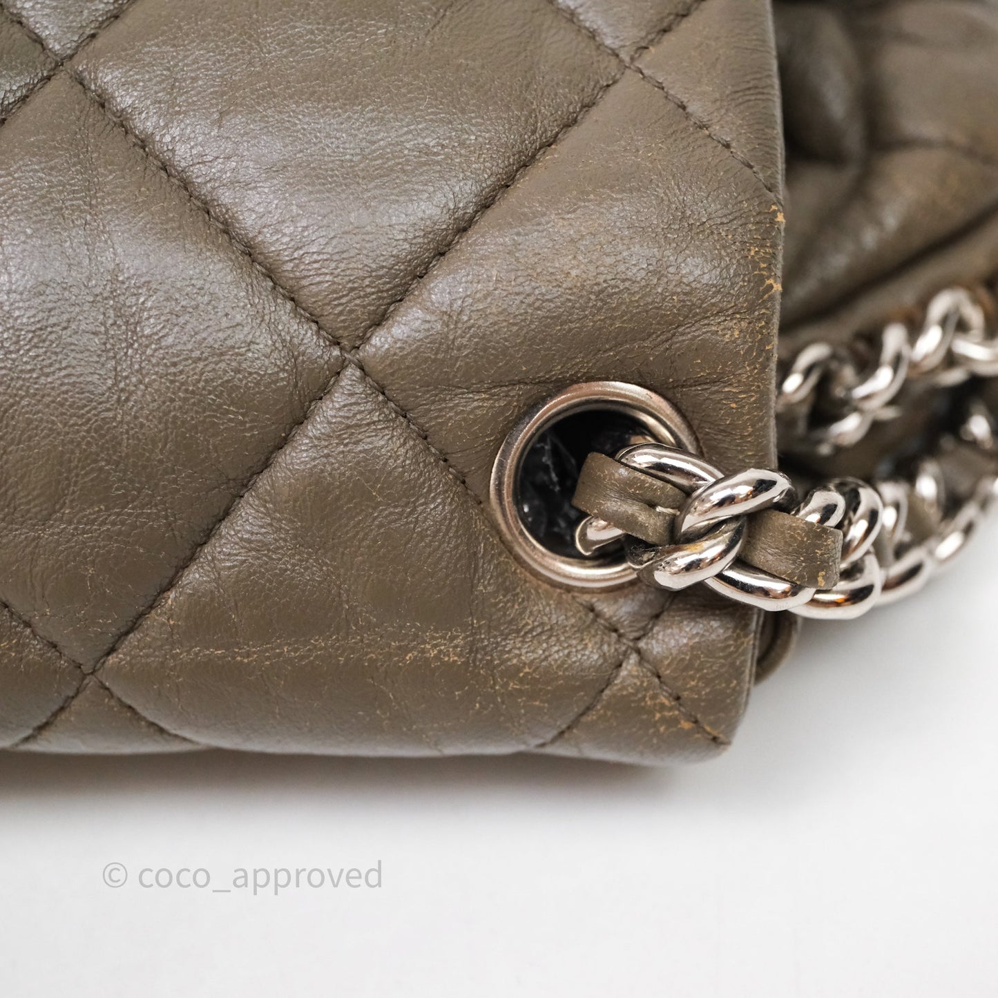 Chanel Medium Chain Around Flap Bag Taupe Brown Calfskin Silver Hardware