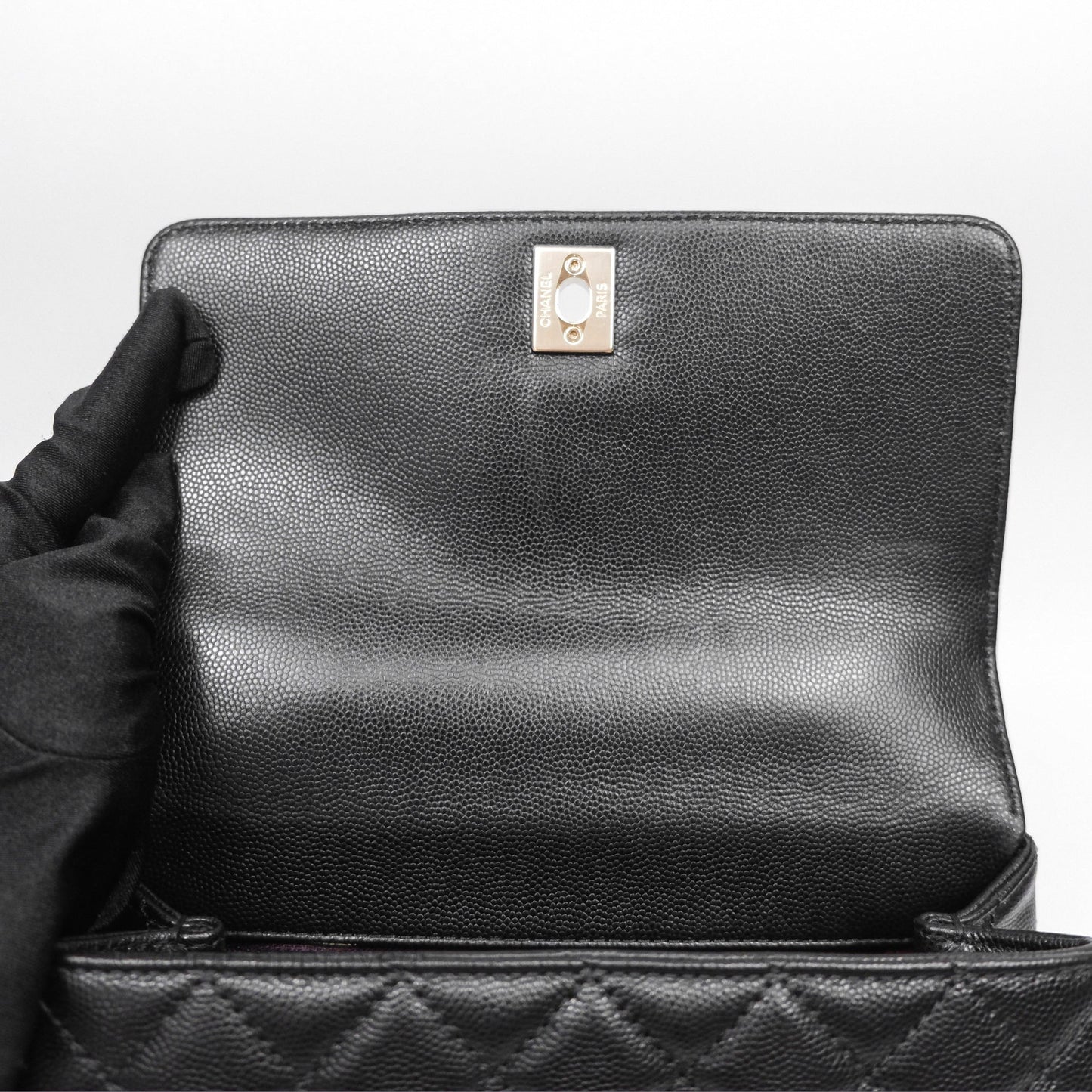 Chanel Small Coco Handle Quilted Black Caviar Gold Hardware