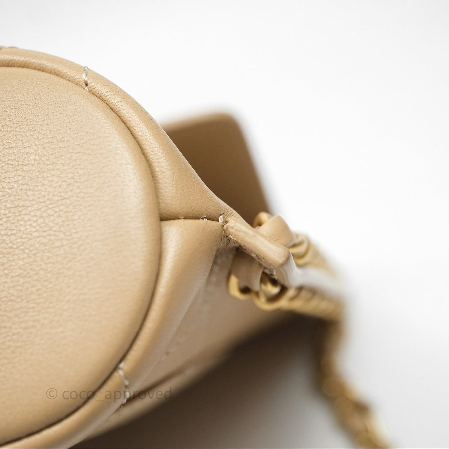 Chanel Small Hobo Bag Beige Calfskin Aged Gold Hardware