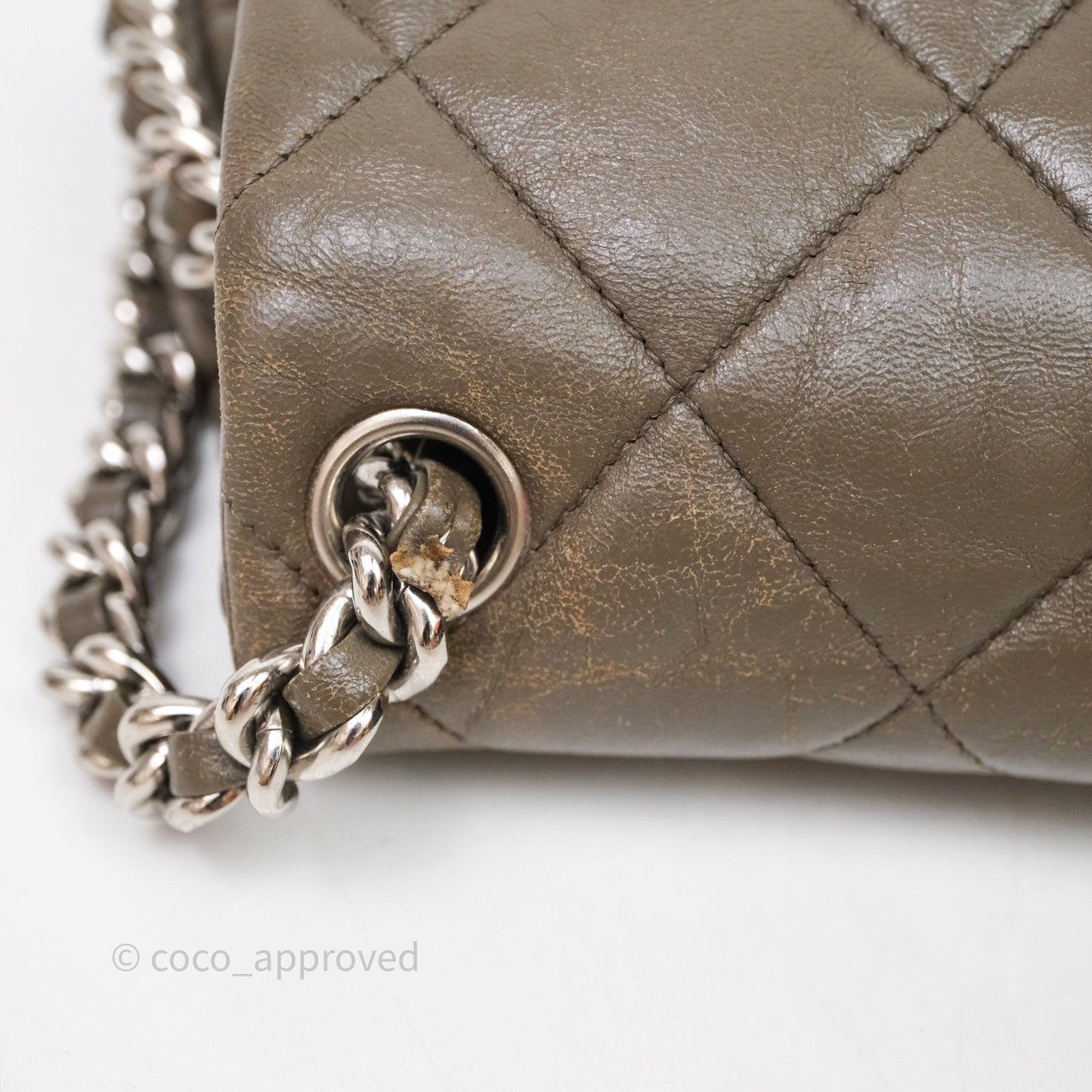 Chanel Medium Chain Around Flap Bag Taupe Brown Calfskin Silver Hardware