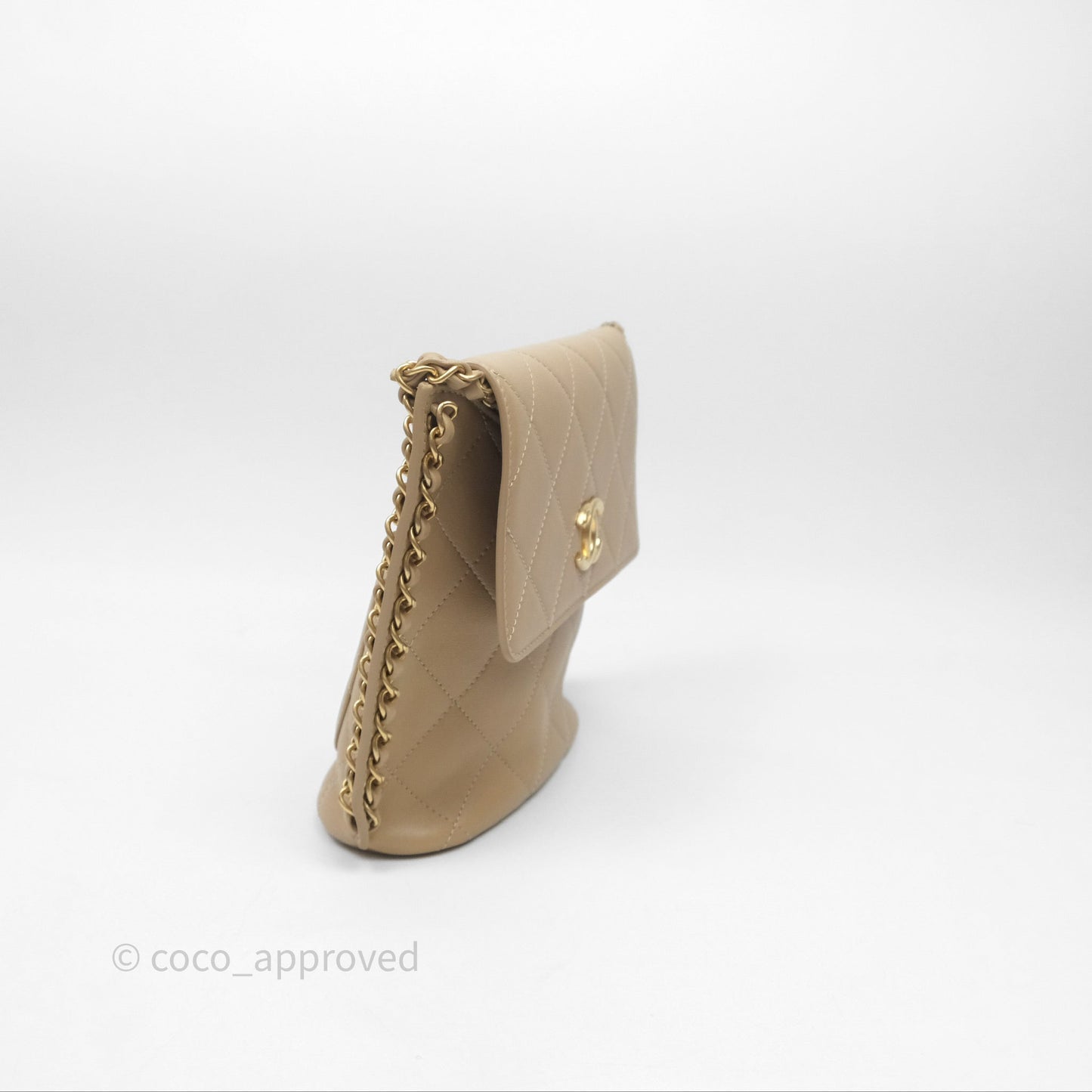 Chanel Small Hobo Bag Beige Calfskin Aged Gold Hardware