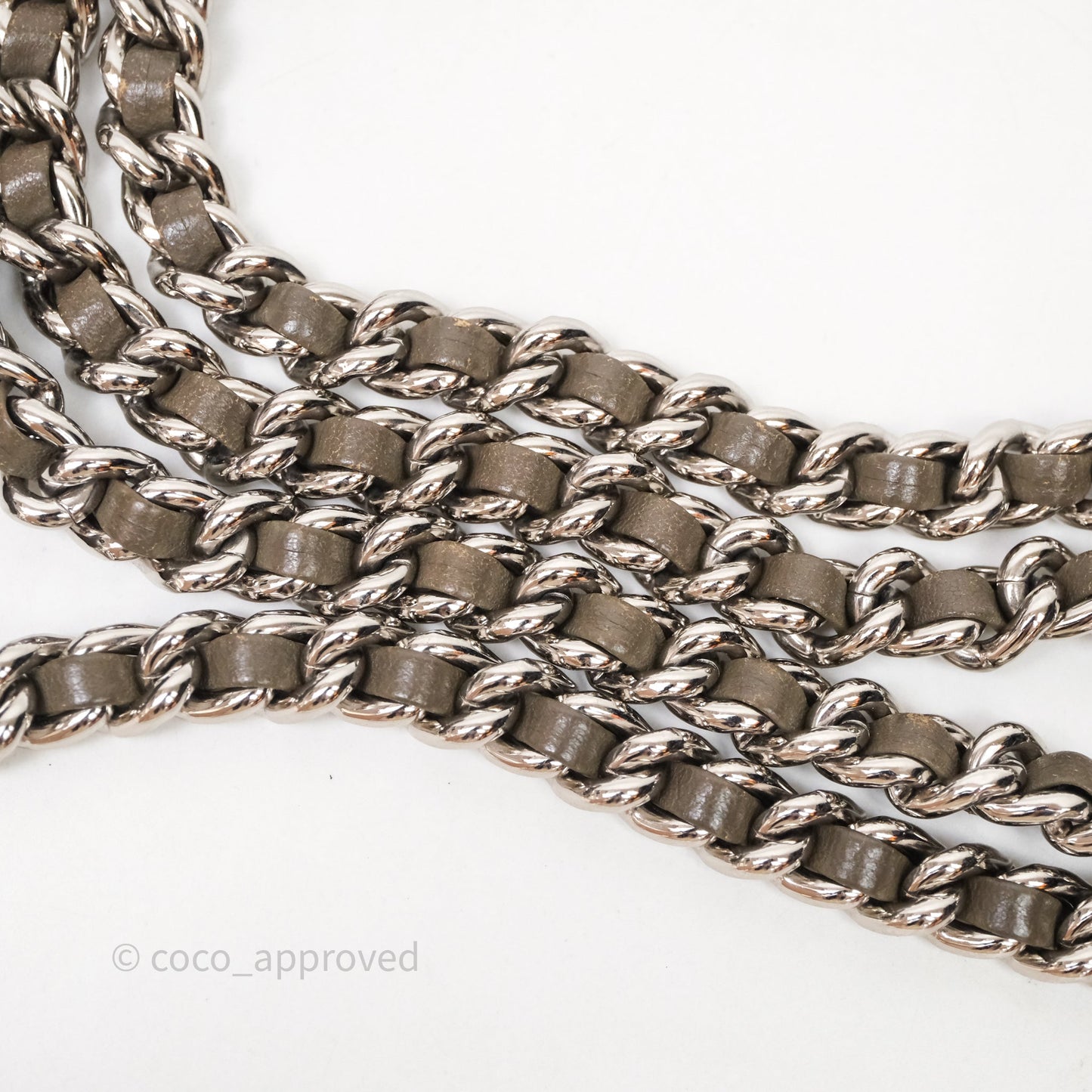 Chanel Medium Chain Around Flap Bag Taupe Brown Calfskin Silver Hardware