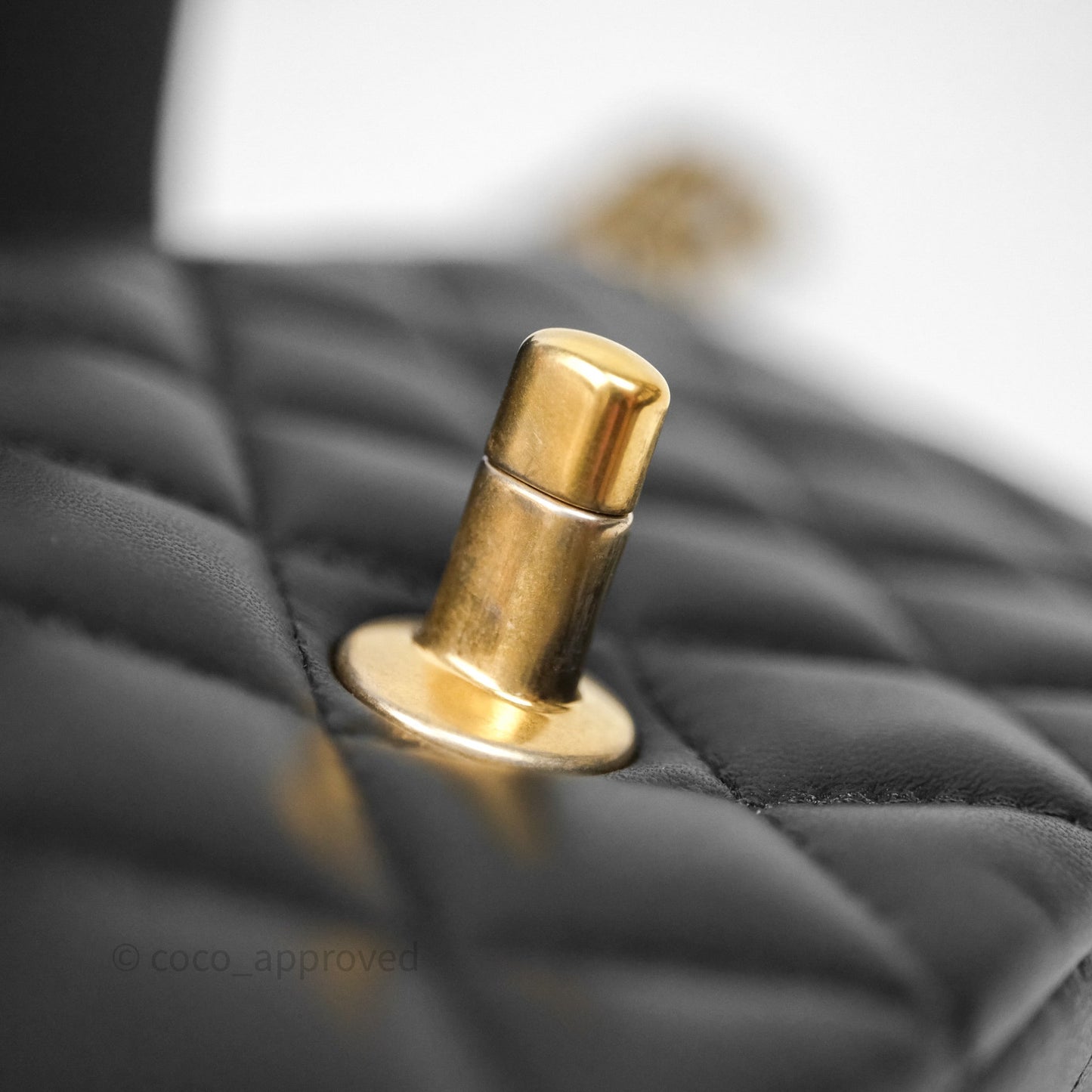 Chanel Top Handle Mini Rectangular Flap Black Lambskin Aged Gold Hardware