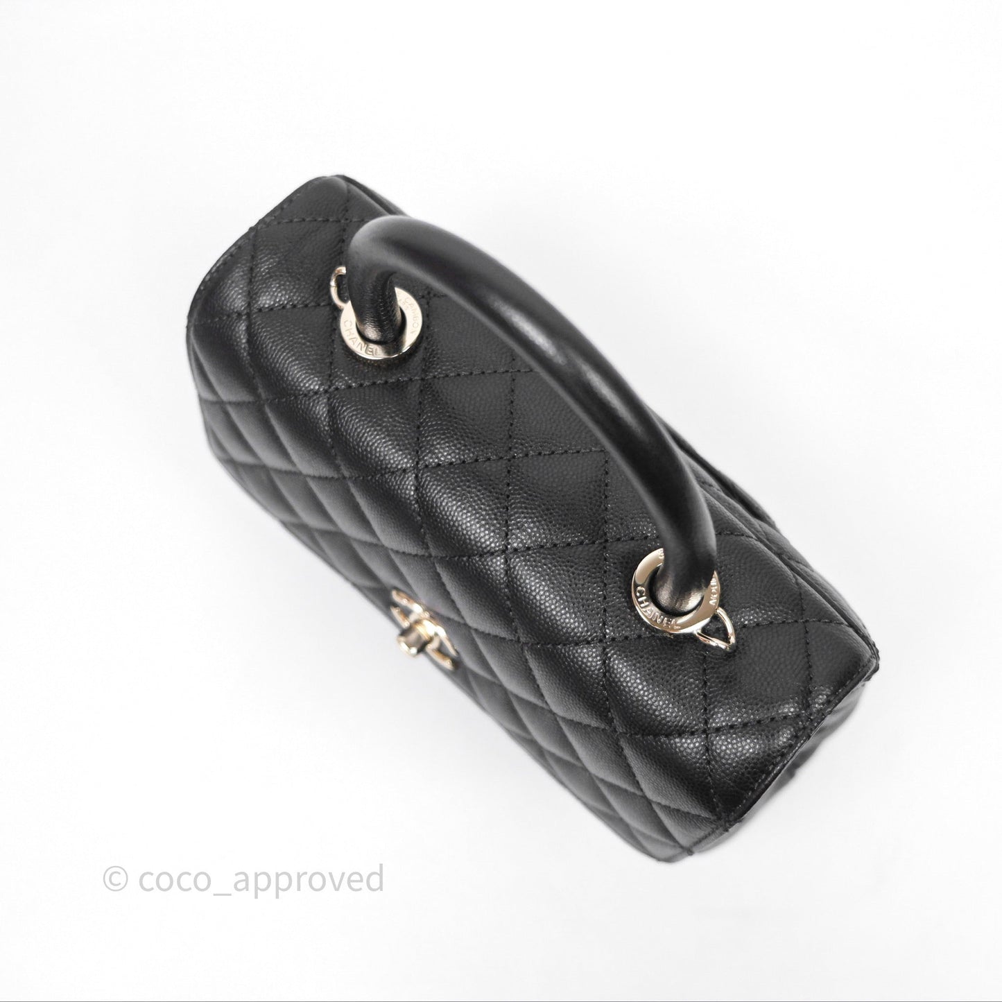 Chanel Small Coco Handle Quilted Black Caviar Gold Hardware