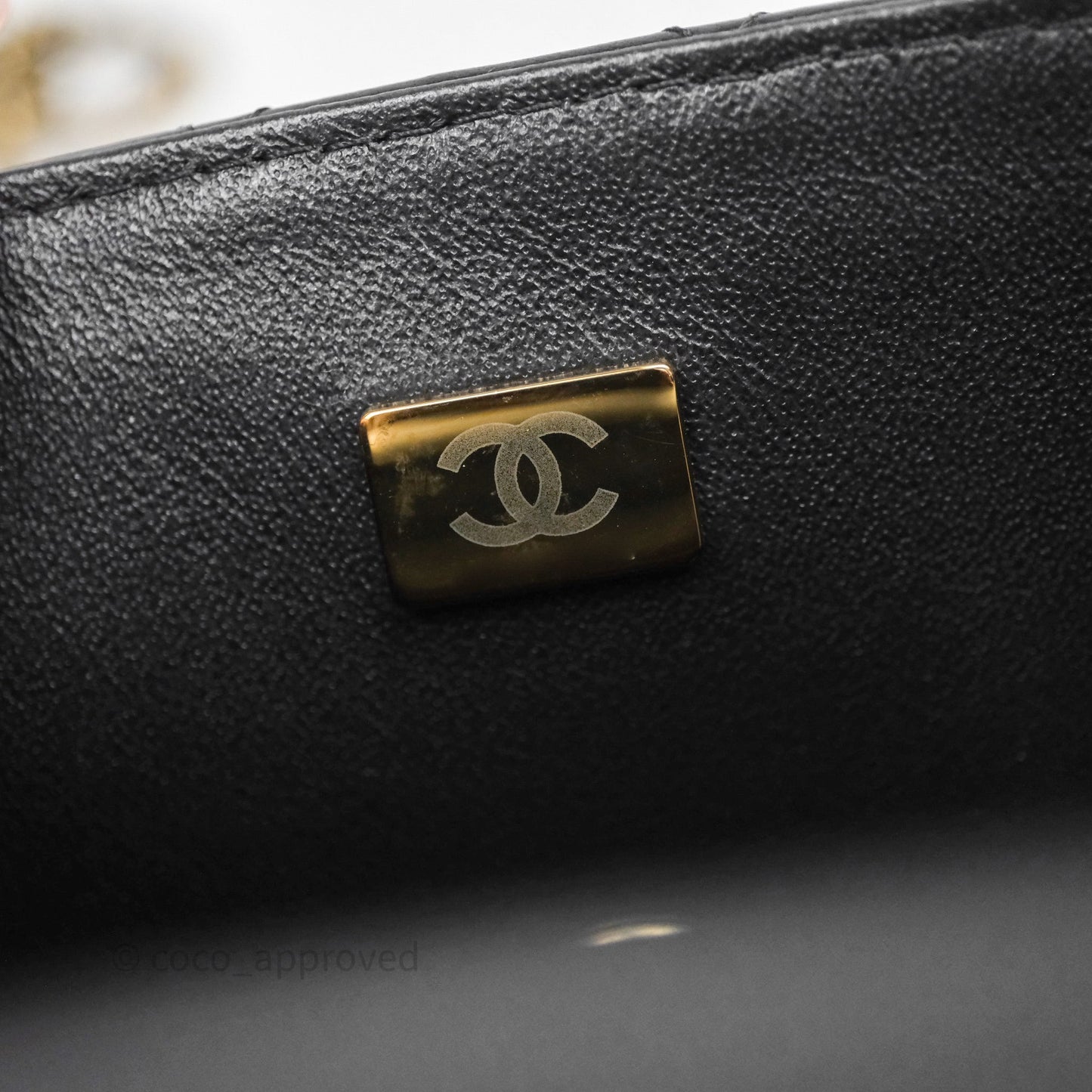 Chanel Top Handle Mini Rectangular Flap Black Lambskin Aged Gold Hardware