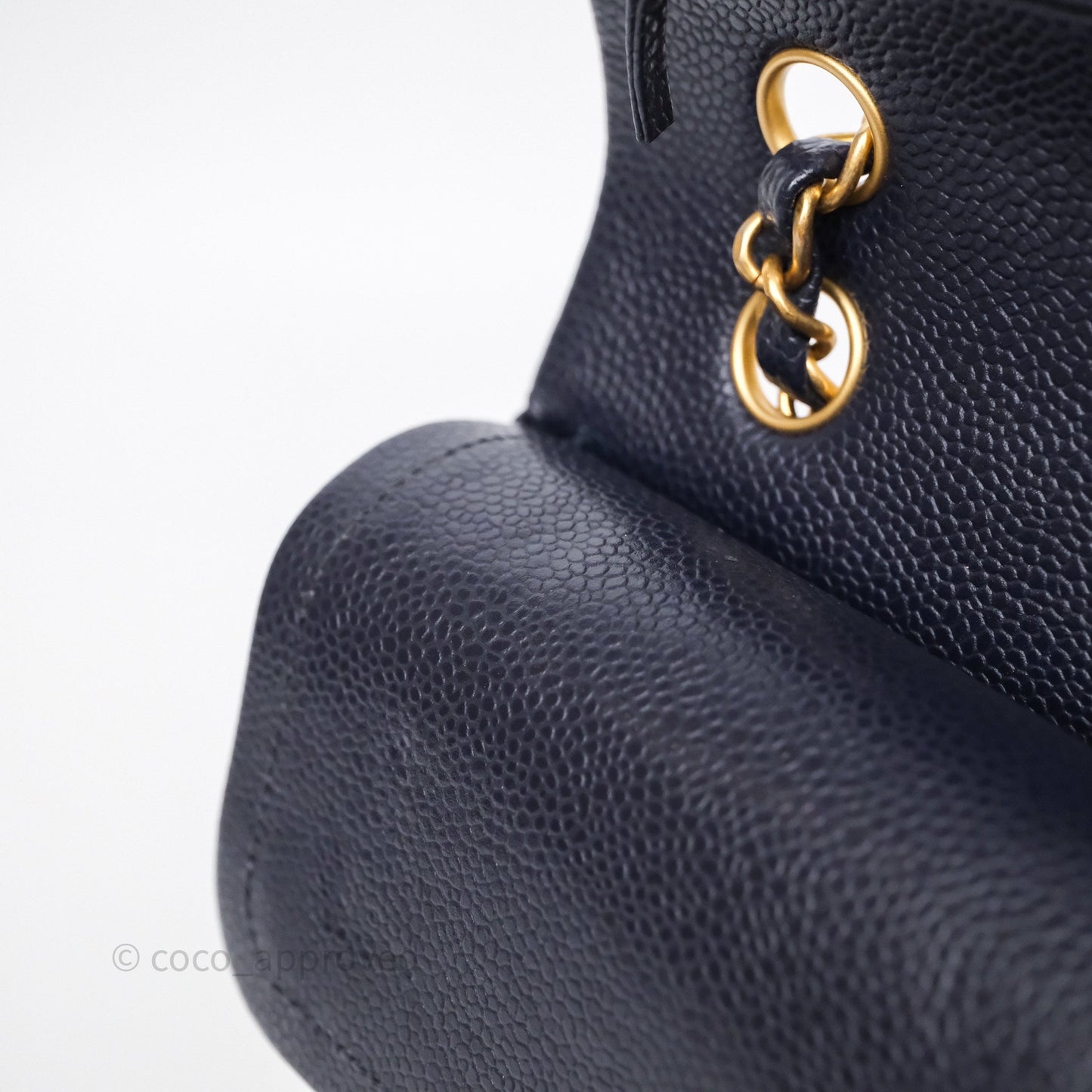 Chanel Classic M/L Medium Flap Quilted Navy Caviar Aged Gold Hardware