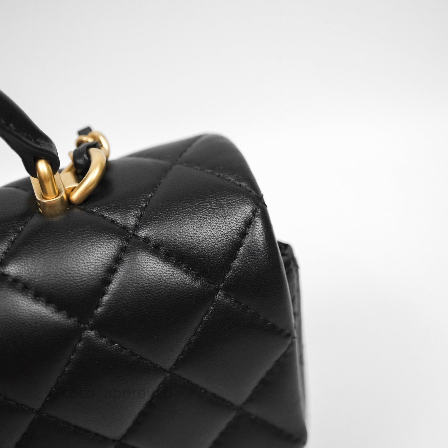 Chanel Top Handle Mini Rectangular Flap Black Lambskin Aged Gold Hardware