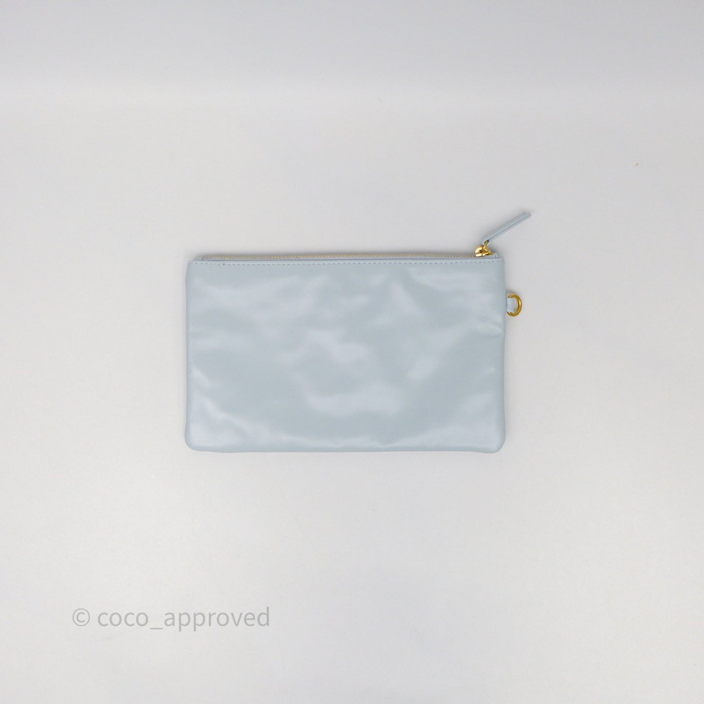 Chanel 22 Small Light Blue Shiny Calfskin Aged Gold Hardware