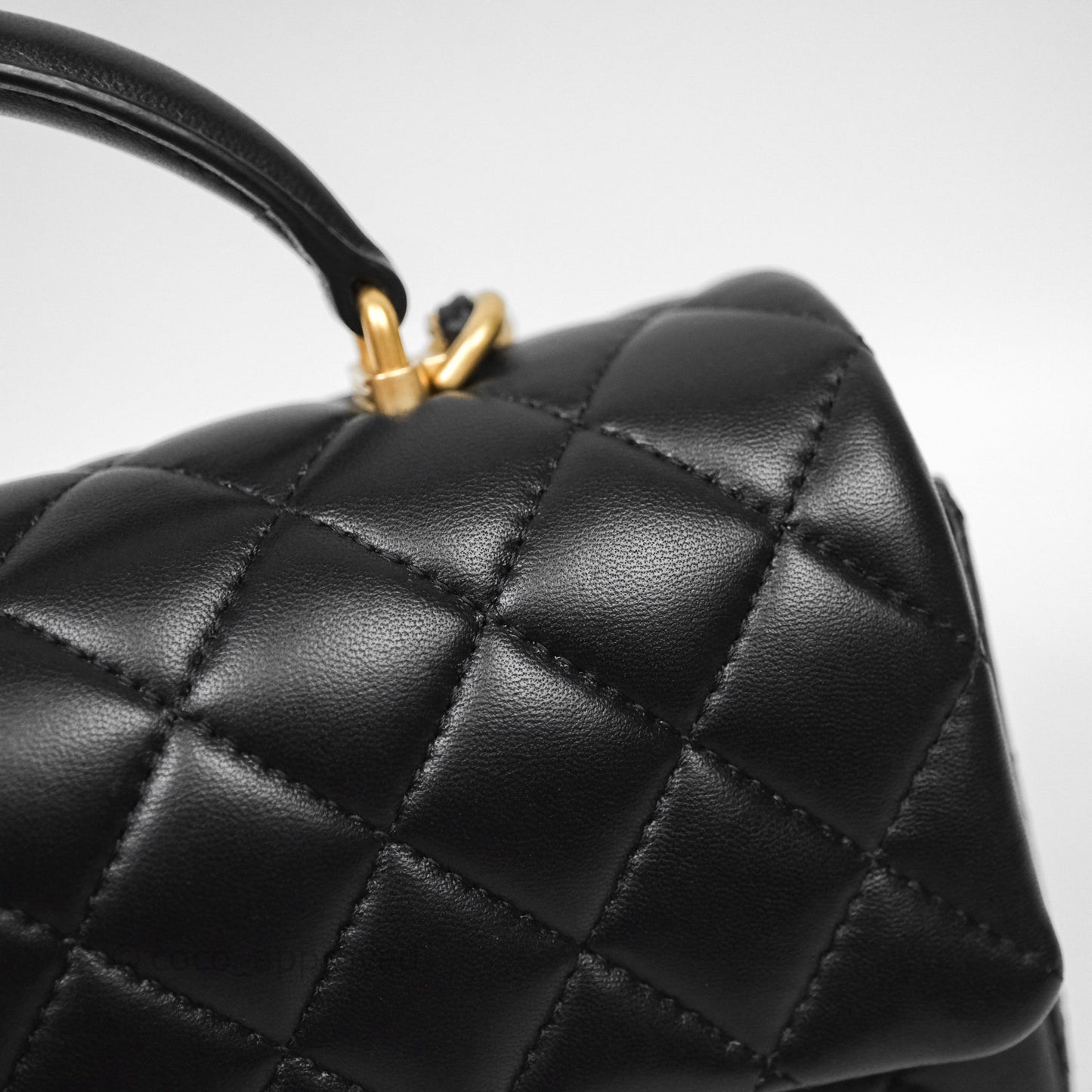 Chanel Top Handle Mini Rectangular Flap Black Lambskin Aged Gold Hardware