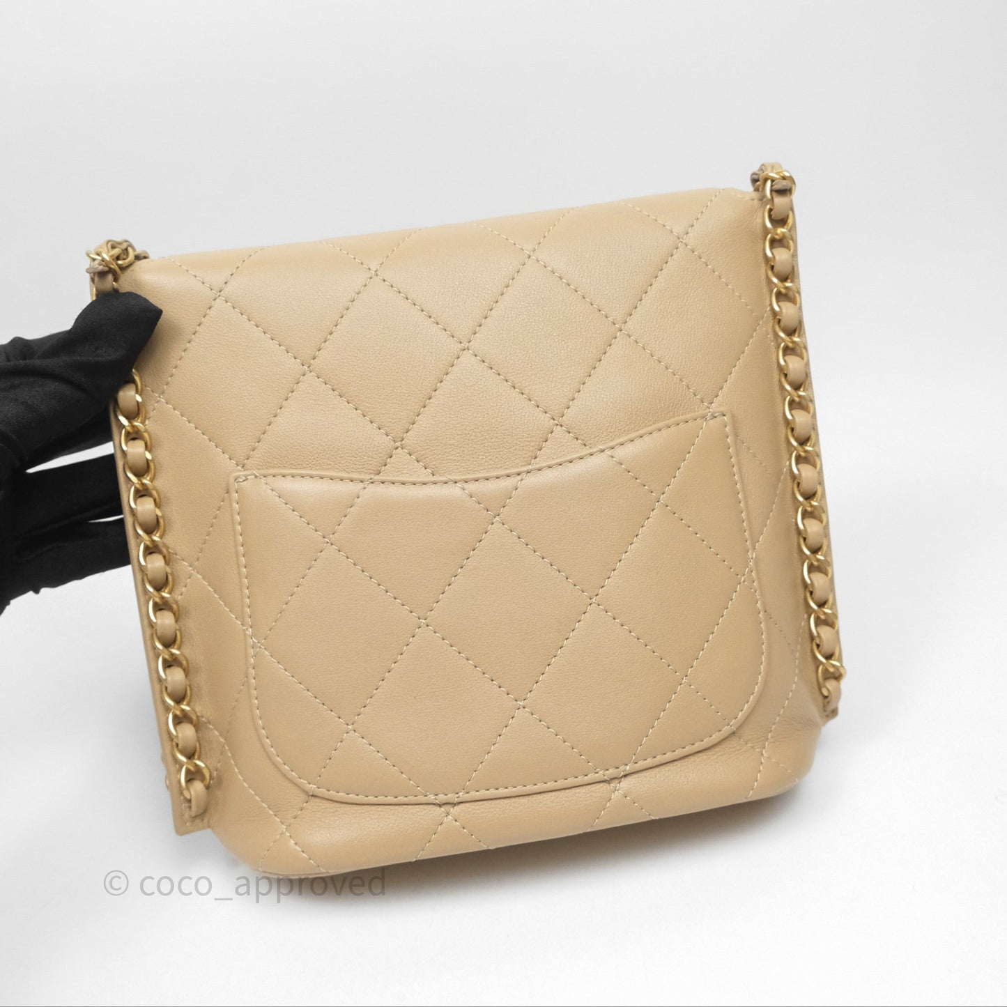Chanel Small Hobo Bag Beige Calfskin Aged Gold Hardware