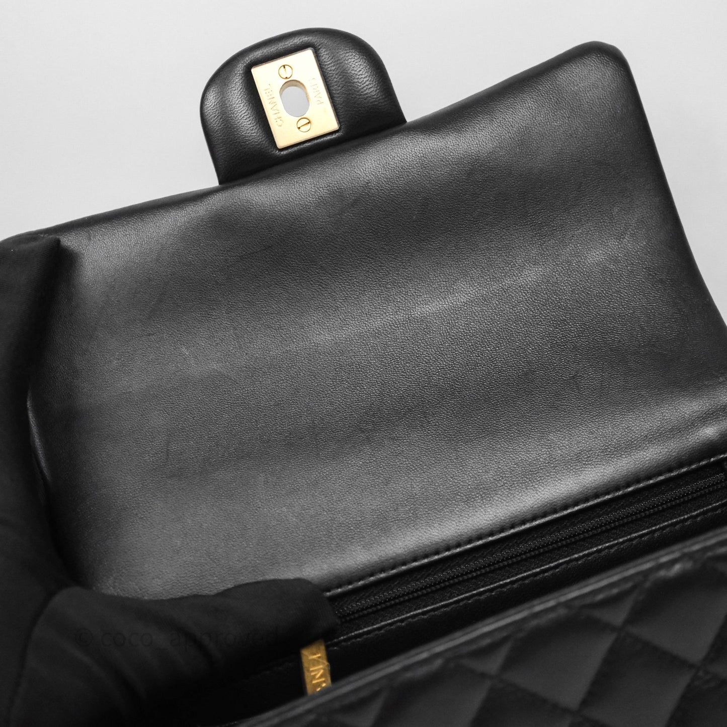 Chanel Top Handle Mini Rectangular Flap Black Lambskin Aged Gold Hardware
