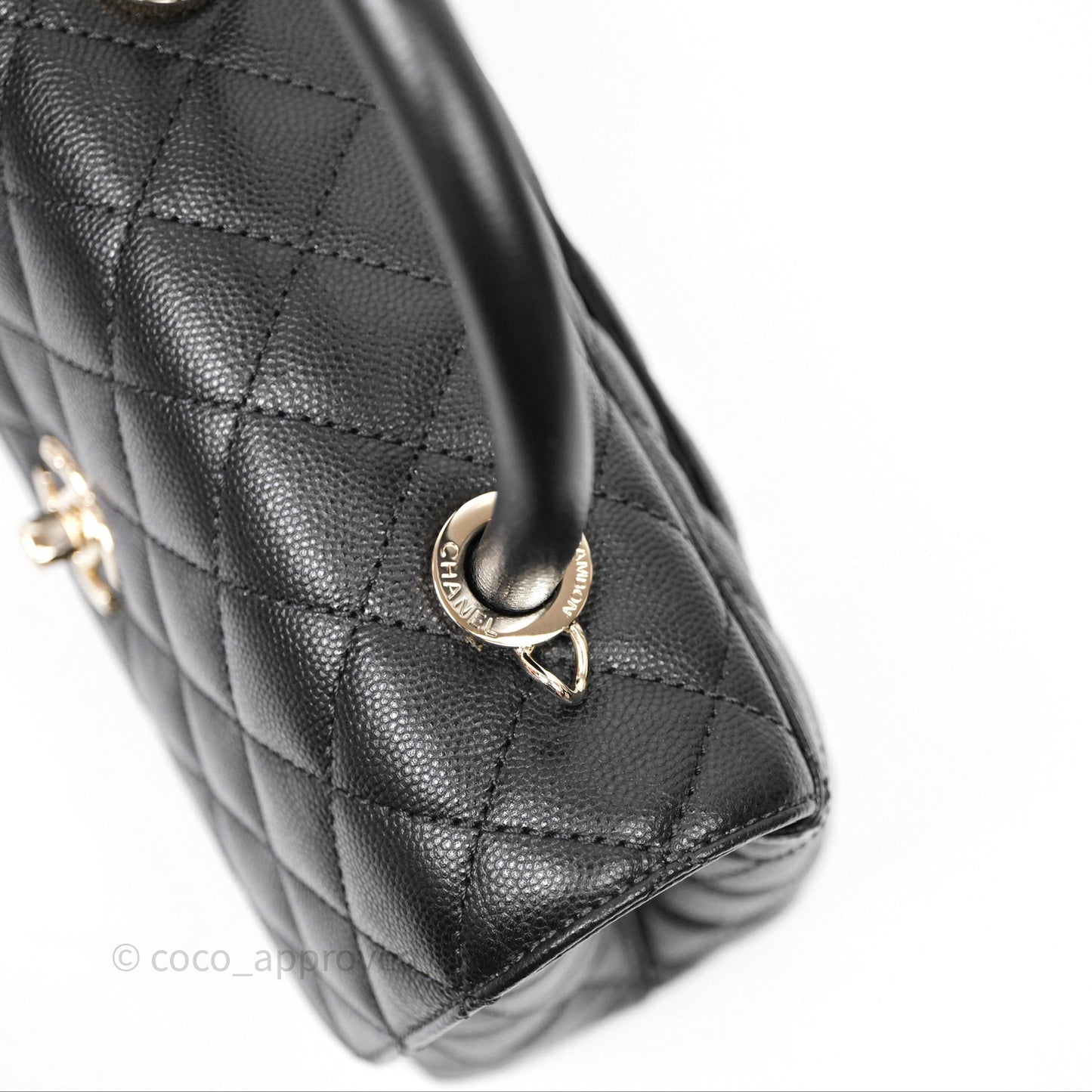 Chanel Small Coco Handle Quilted Black Caviar Gold Hardware