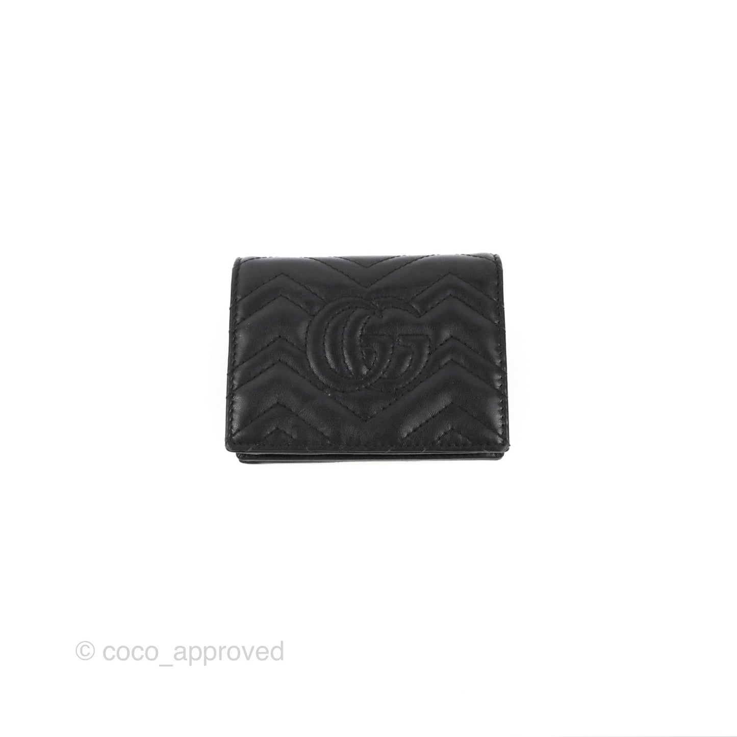 Gucci GG Marmont Card Case Wallet Black Lambskin