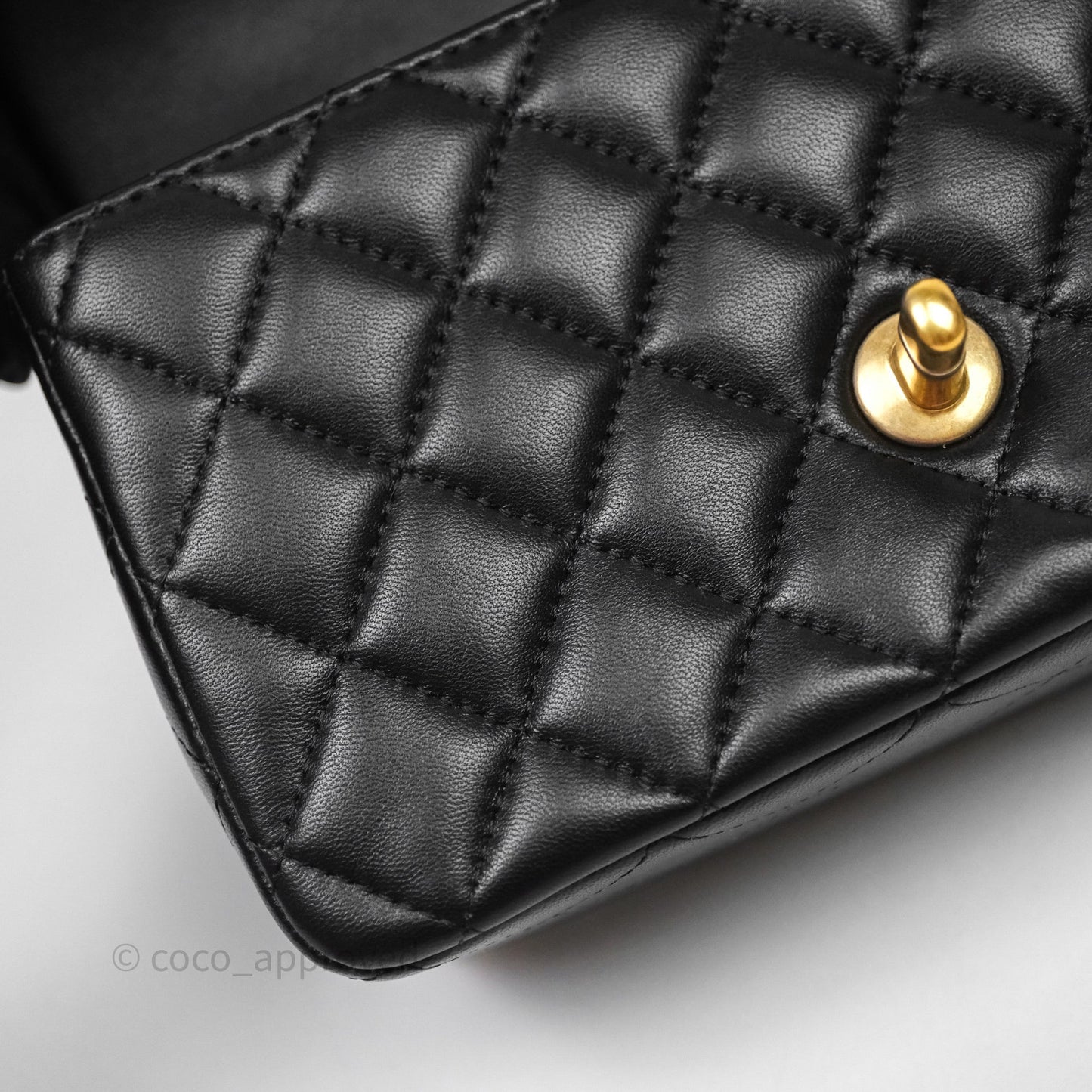 Chanel Top Handle Mini Rectangular Flap Black Lambskin Aged Gold Hardware