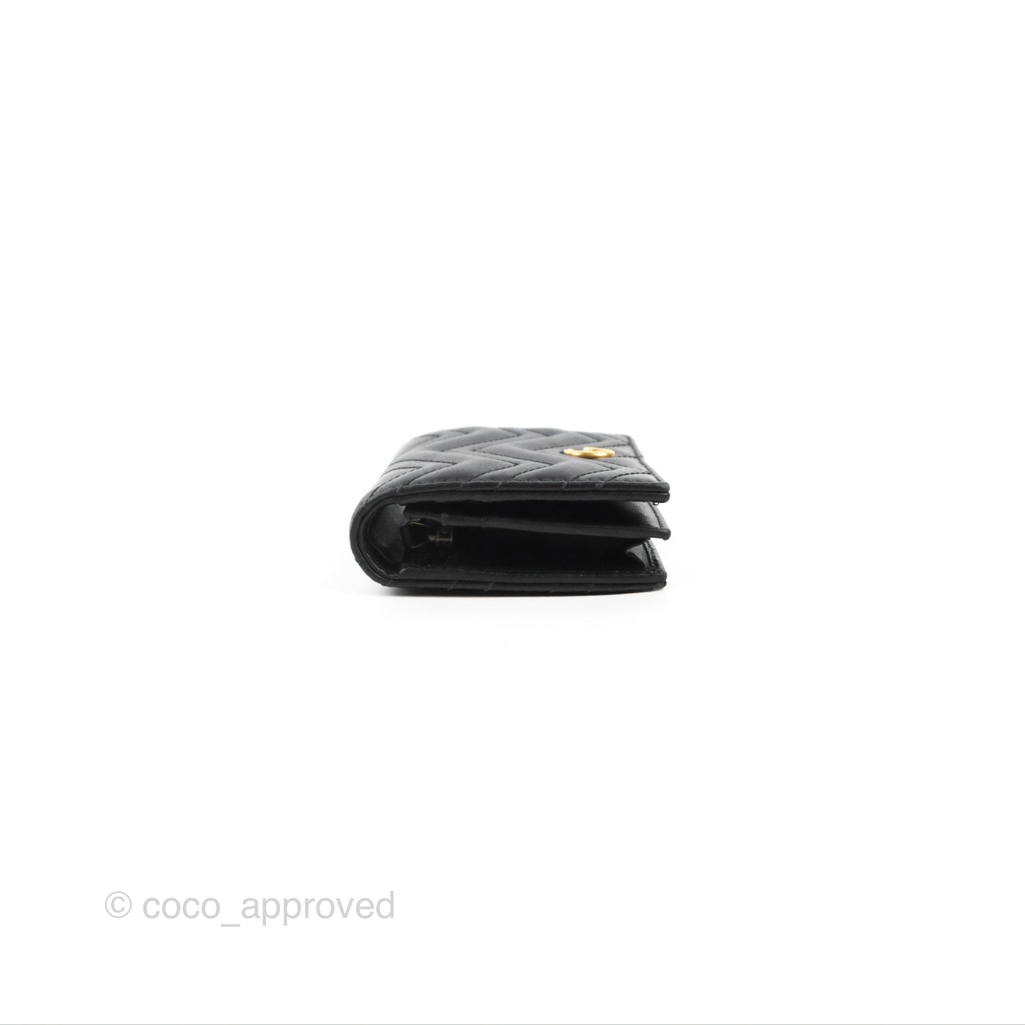 Gucci GG Marmont Card Case Wallet Black Lambskin