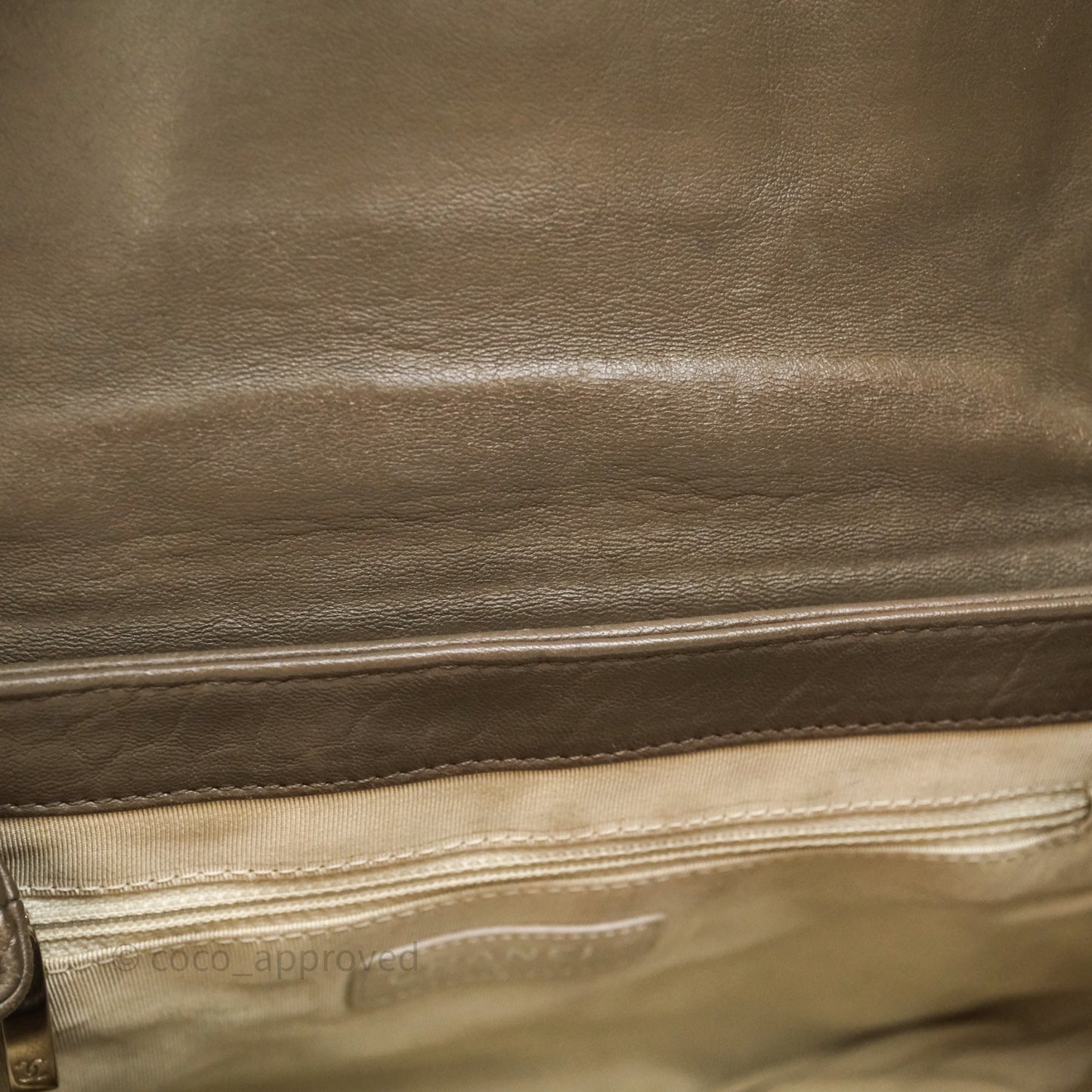 Chanel Medium Chain Around Flap Bag Taupe Brown Calfskin Silver Hardware
