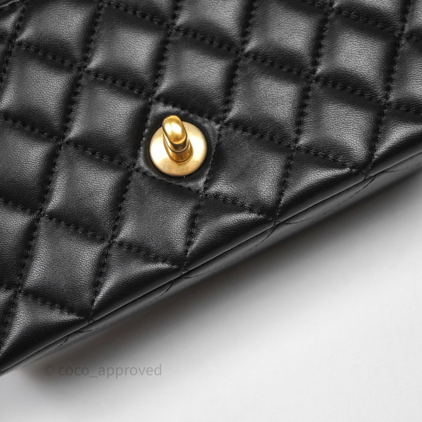 Chanel Top Handle Mini Rectangular Flap Black Lambskin Aged Gold Hardware