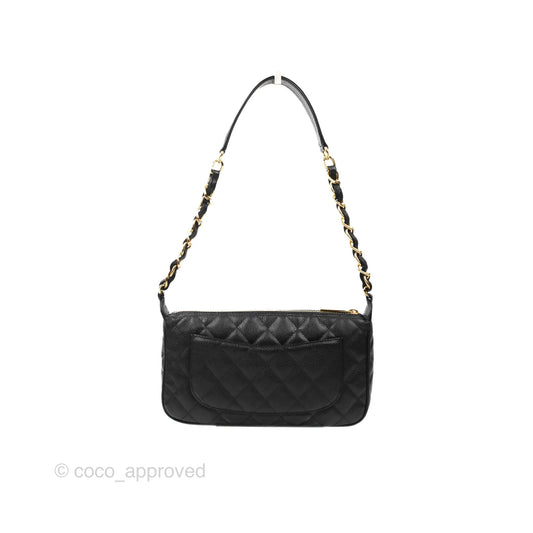 Chanel Quilted CC Timeless Caviar Pochette Black Caviar Gold Hardware