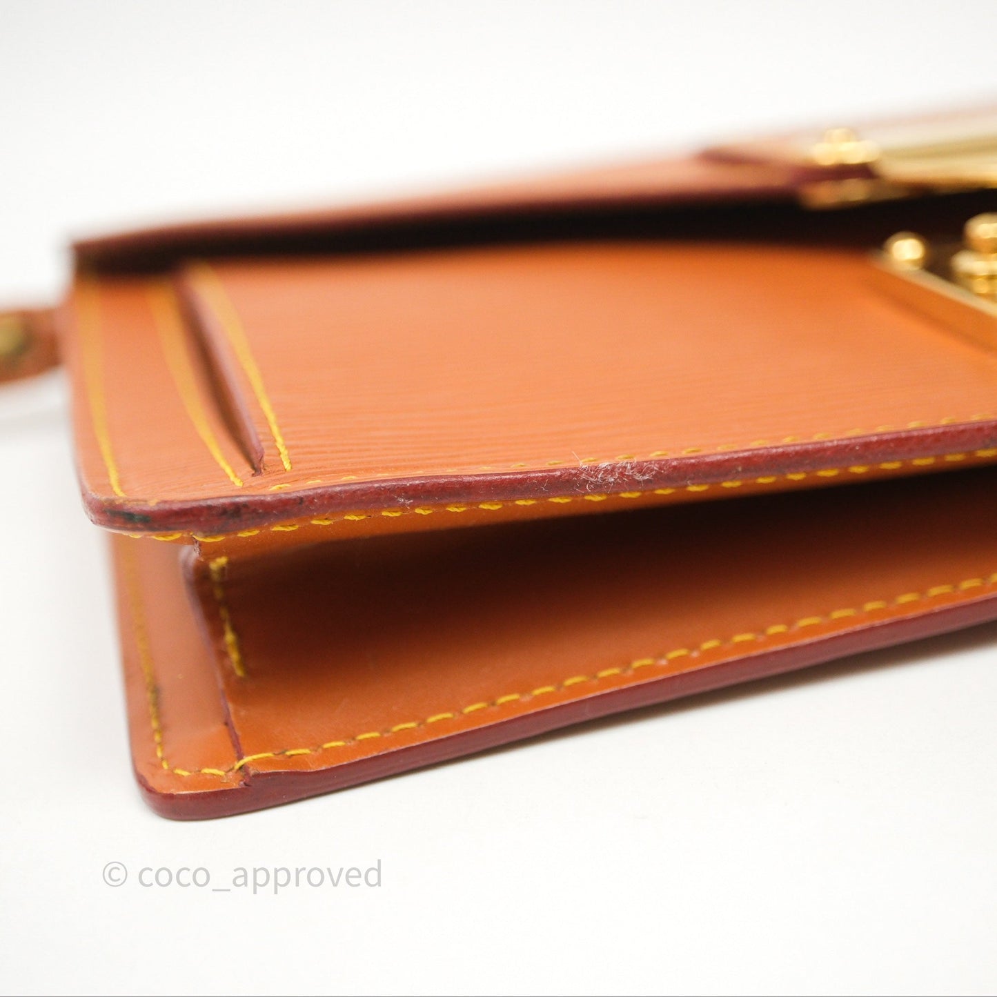 Louis Vuitton Epi Dragonne Clutch Brown Gold Hardware