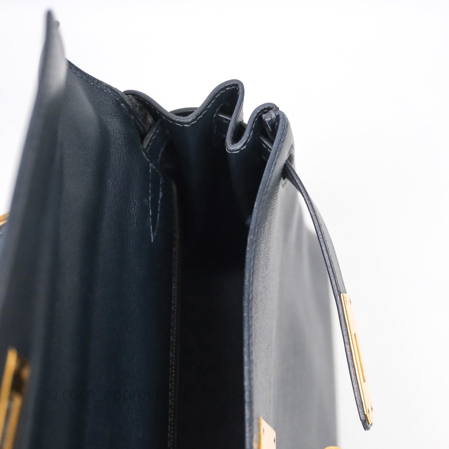 Hermes Kelly 28 Retourne Bleu Nuit 2Z Gold Hardware