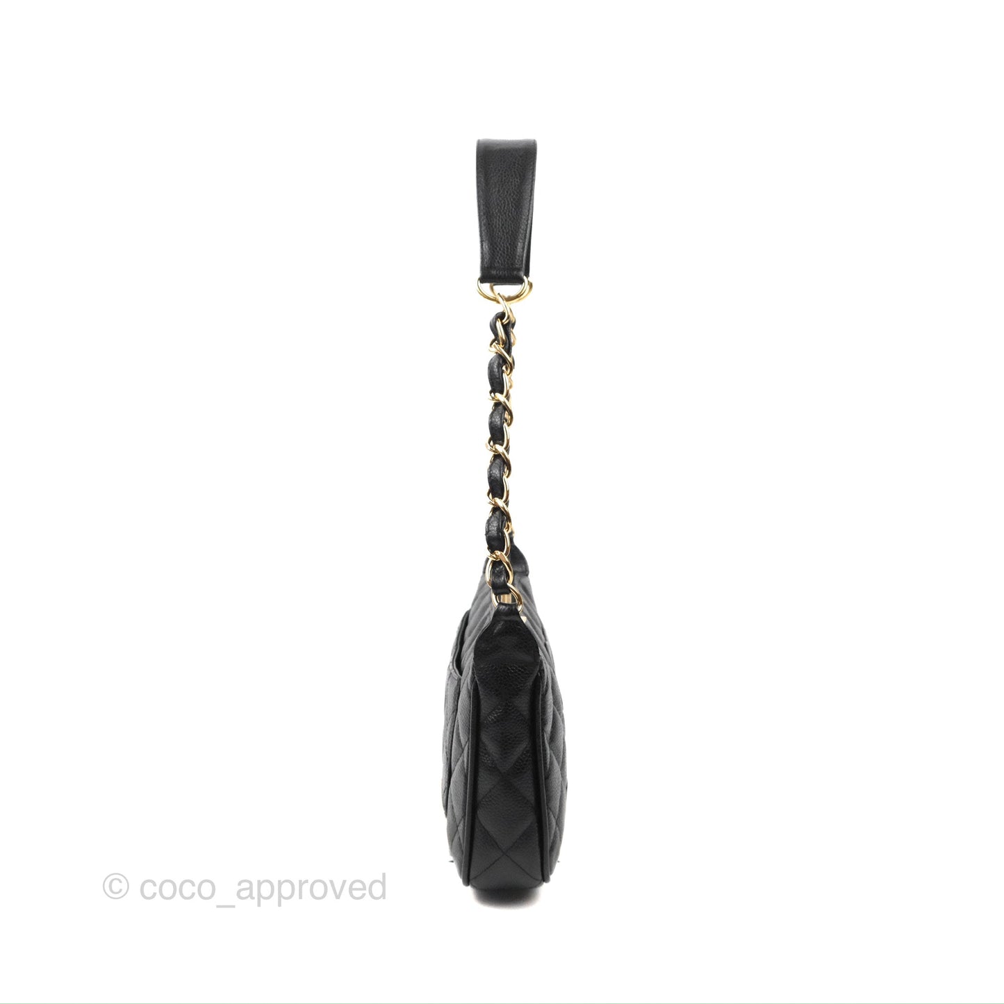 Chanel Quilted CC Timeless Caviar Pochette Black Caviar Gold Hardware