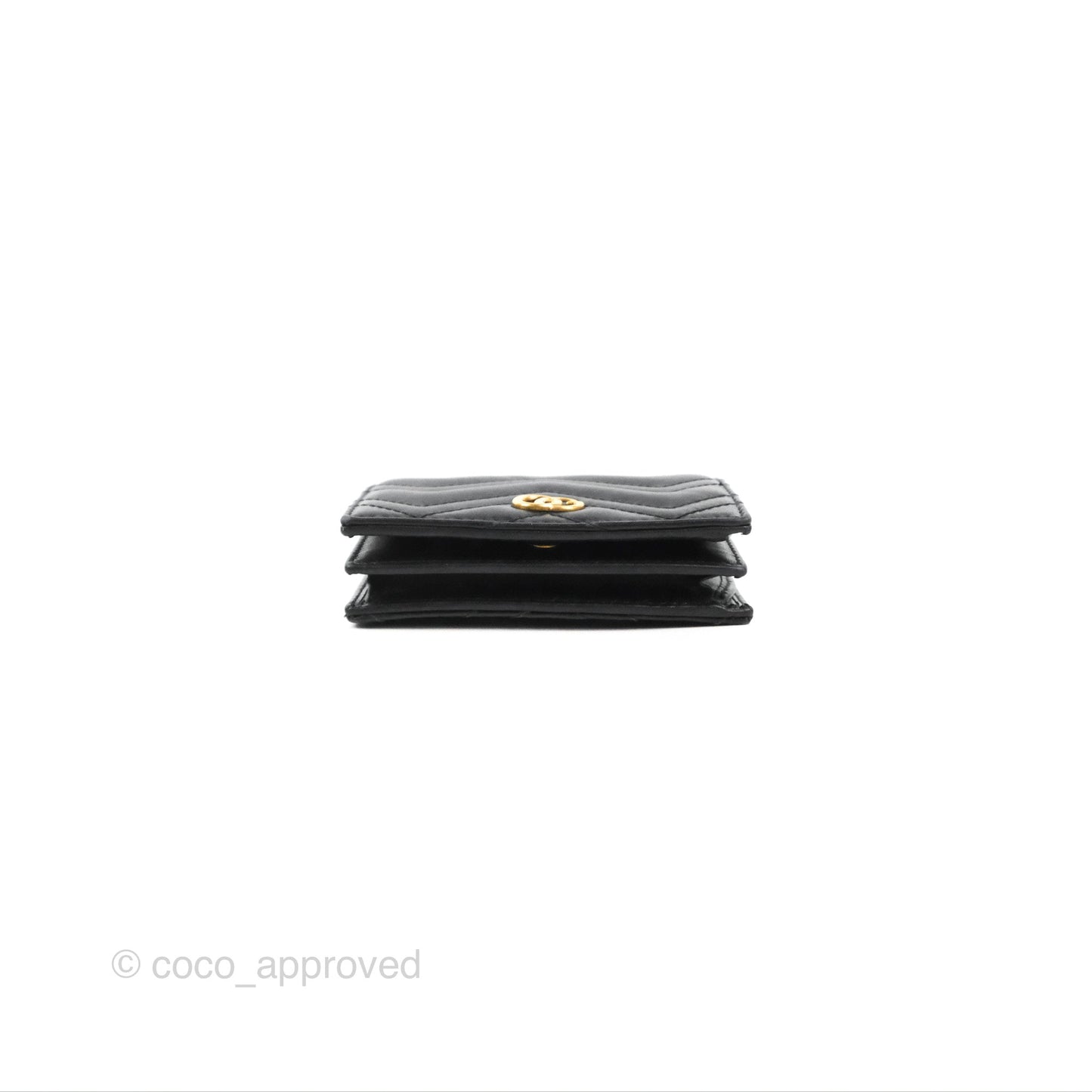 Gucci GG Marmont Card Case Wallet Black Lambskin