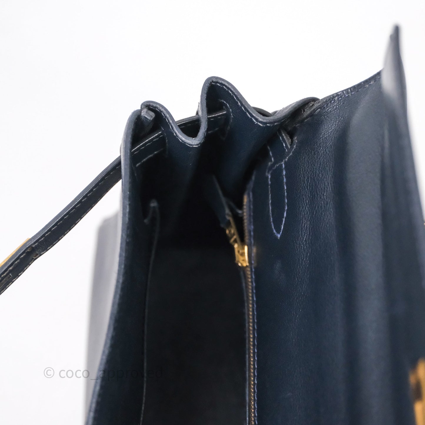 Hermes Kelly 28 Retourne Bleu Nuit 2Z Gold Hardware