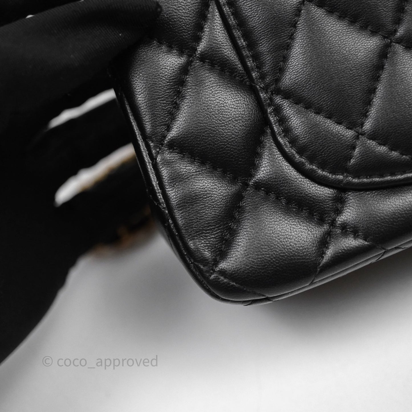 Chanel Top Handle Mini Rectangular Flap Black Lambskin Aged Gold Hardware