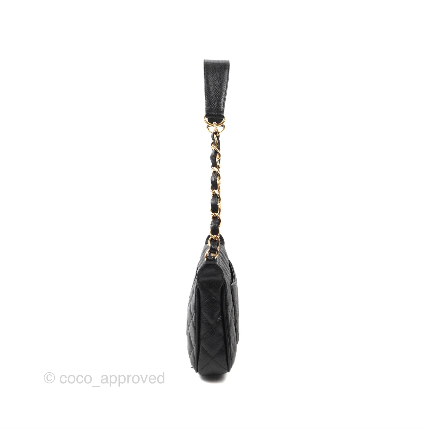 Chanel Quilted CC Timeless Caviar Pochette Black Caviar Gold Hardware