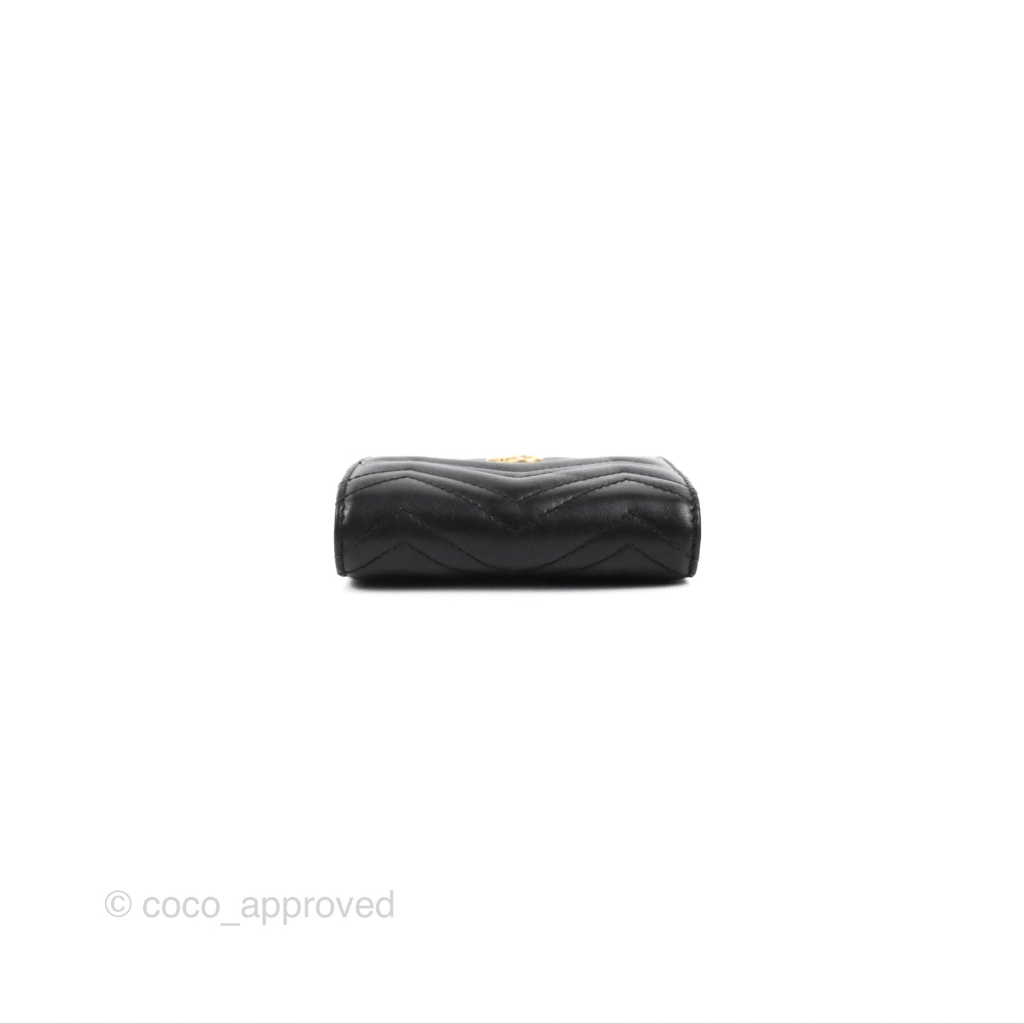 Gucci GG Marmont Card Case Wallet Black Lambskin