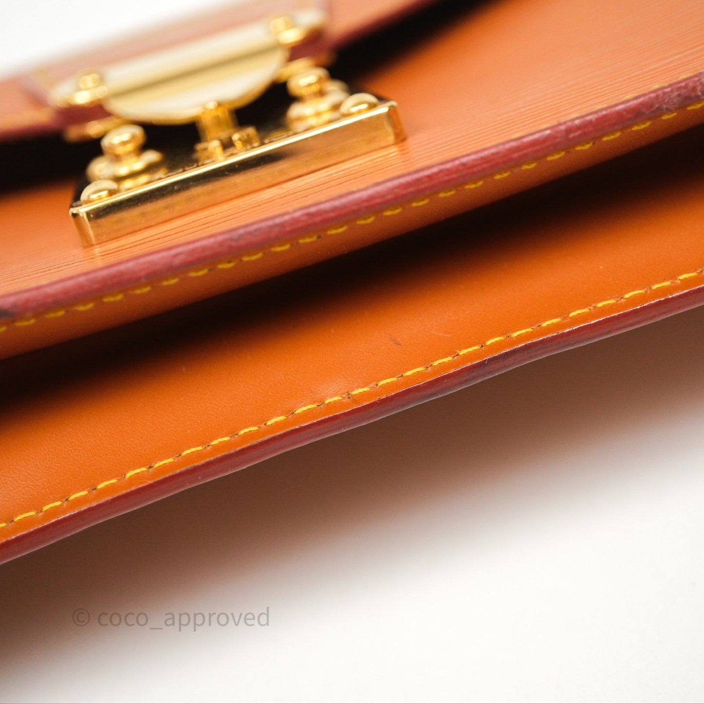 Louis Vuitton Epi Dragonne Clutch Brown Gold Hardware