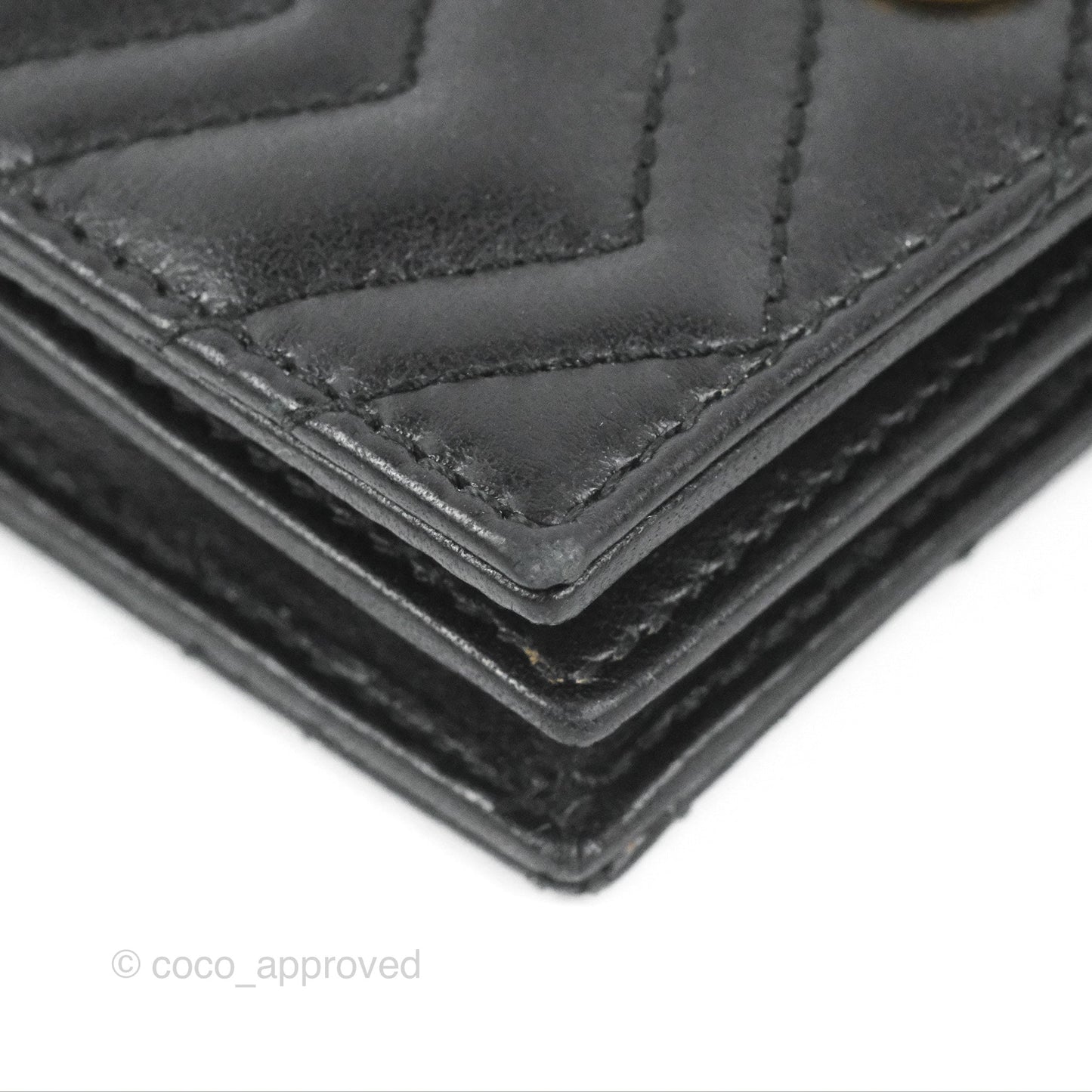 Gucci GG Marmont Card Case Wallet Black Lambskin