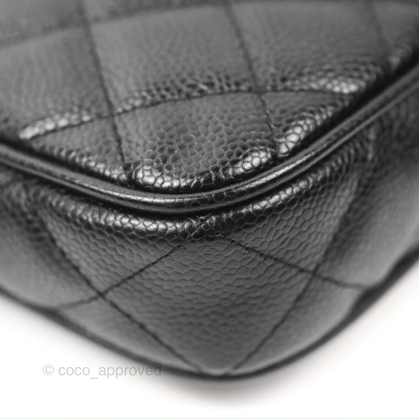 Chanel Quilted CC Timeless Caviar Pochette Black Caviar Gold Hardware