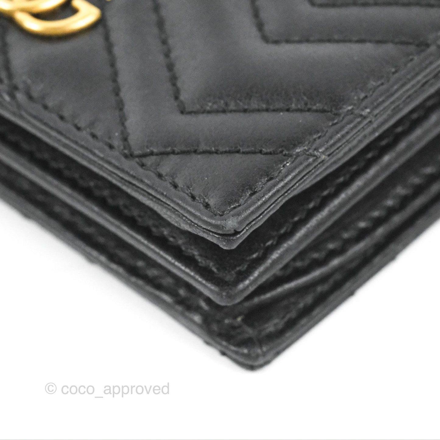 Gucci GG Marmont Card Case Wallet Black Lambskin