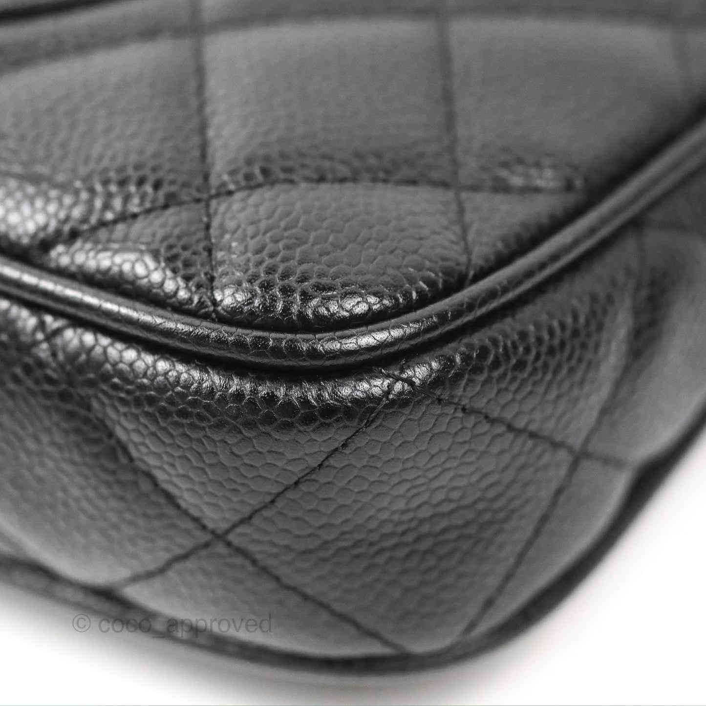 Chanel Quilted CC Timeless Caviar Pochette Black Caviar Gold Hardware