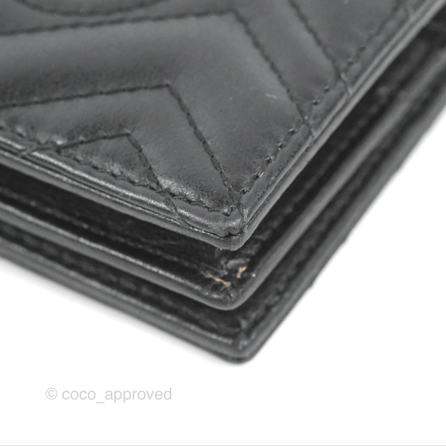 Gucci GG Marmont Card Case Wallet Black Lambskin