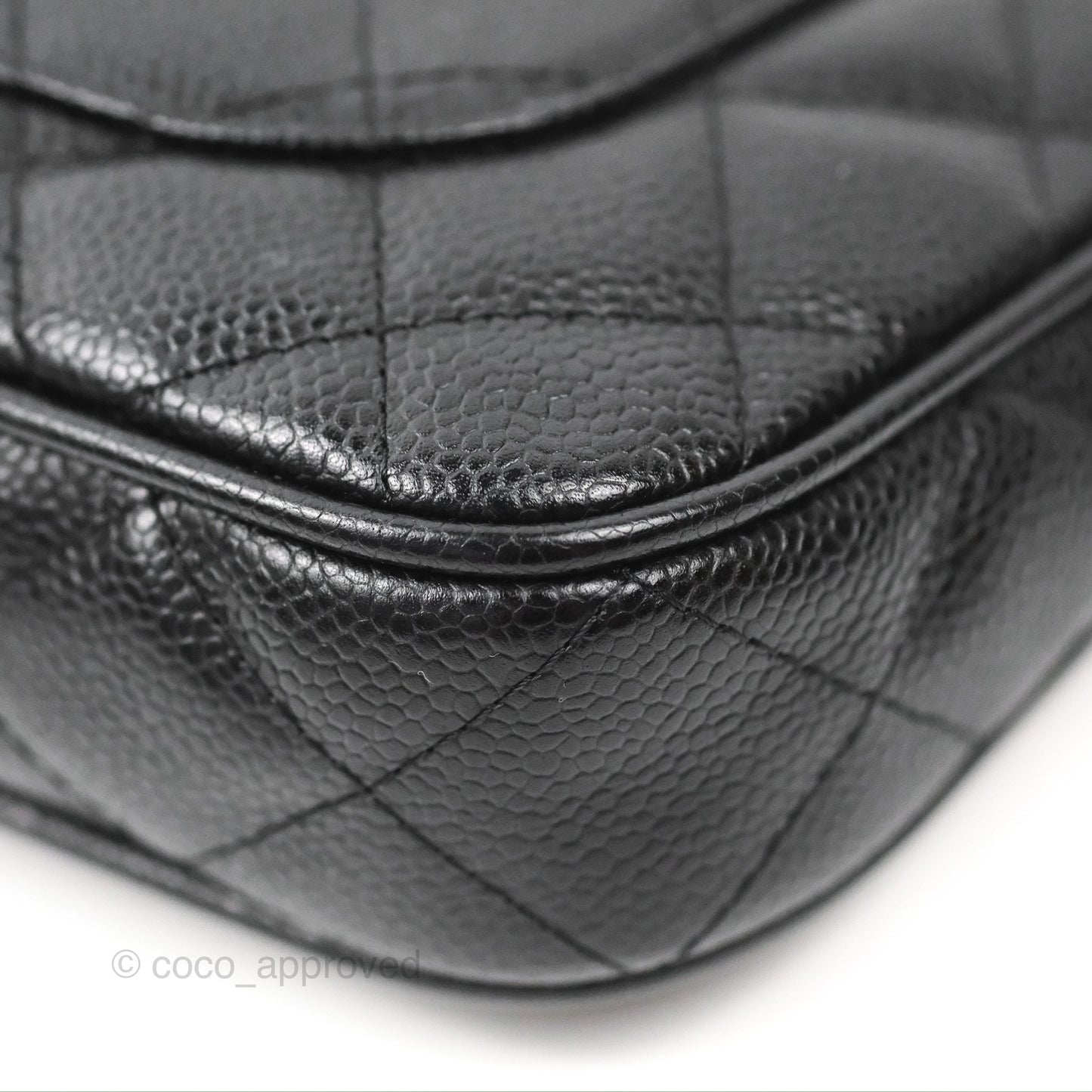 Chanel Quilted CC Timeless Caviar Pochette Black Caviar Gold Hardware