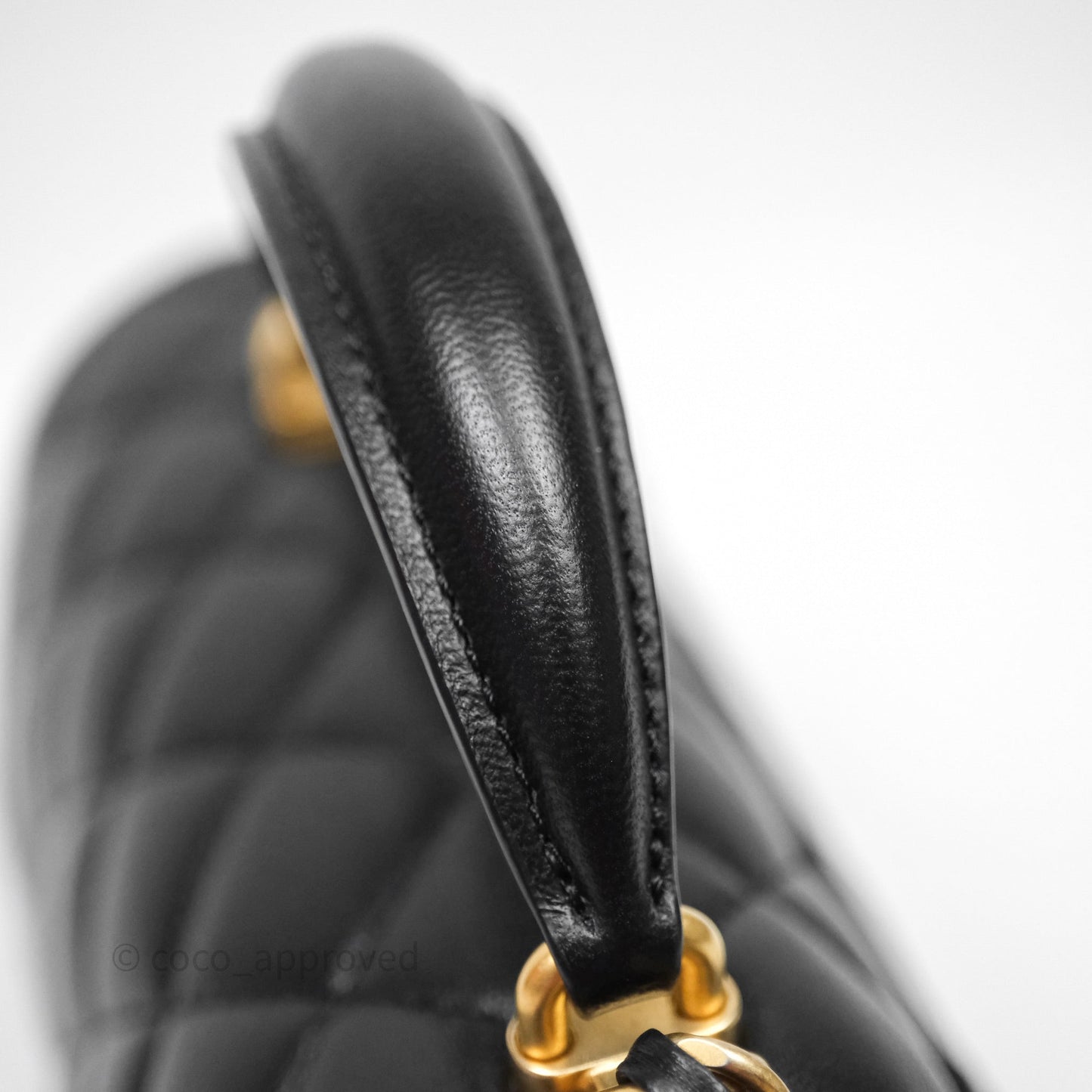Chanel Top Handle Mini Rectangular Flap Black Lambskin Aged Gold Hardware