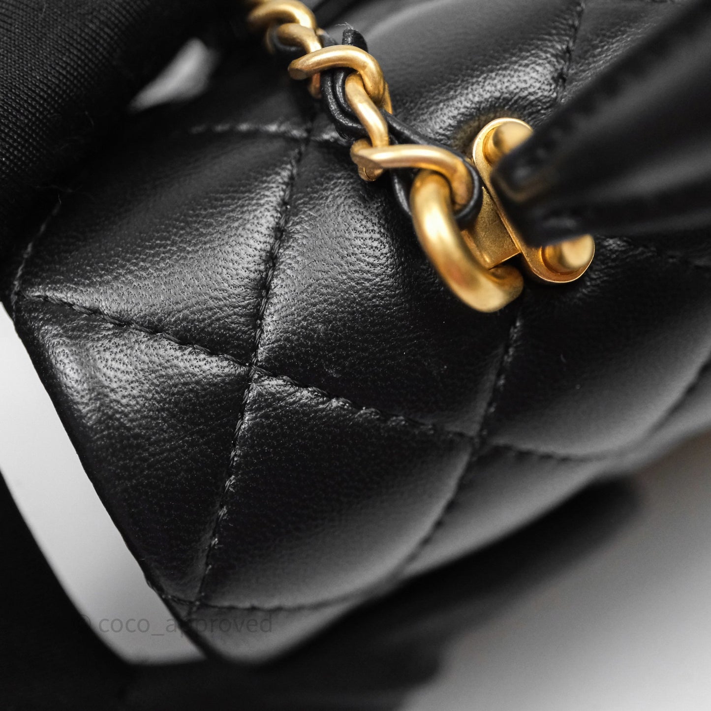 Chanel Top Handle Mini Rectangular Flap Black Lambskin Aged Gold Hardware